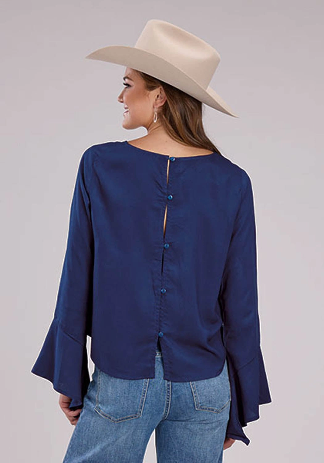 Abstract art Roper Womens Barbwire Heart Blue 100% Rayon L/S Tunic