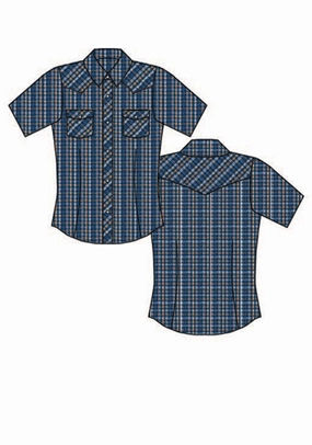 Odorless Binding Tape Roper Womens Butterscotch Small Scale Blue Cotton Blend S/S Shirt