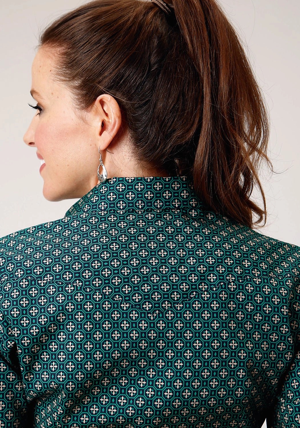 Customizable Option Unmatched comfort Roper Womens Cross Walk Foulard Blue 100% Cotton L/S Shirt