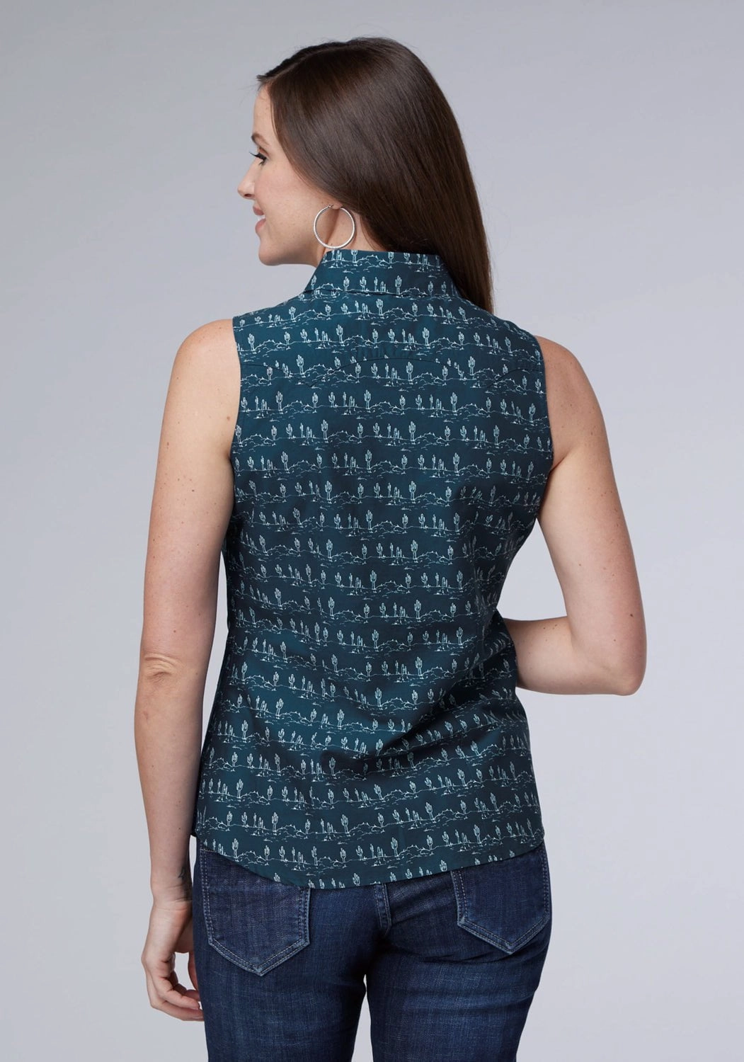 Roper Womens Desert Stripe Blue 100% Cotton S/L Shirt Classic Look Artistic Design