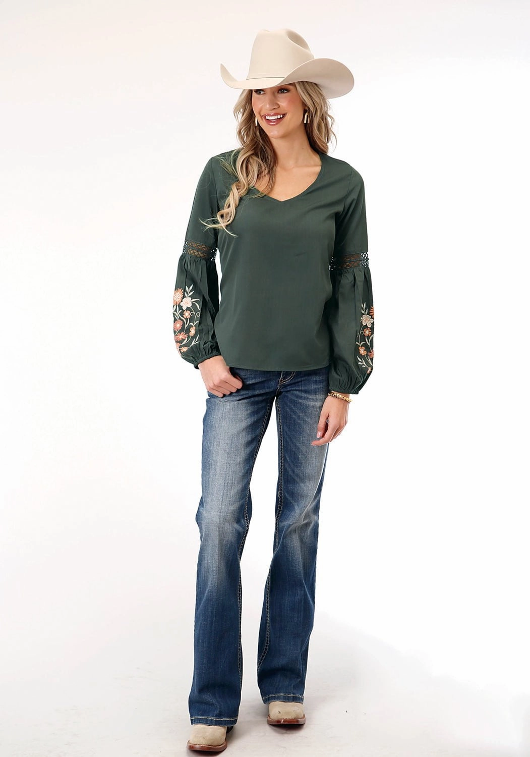 Exclusive Collection Roper Womens Floral Crepe Grey Polyester L/S Tunic