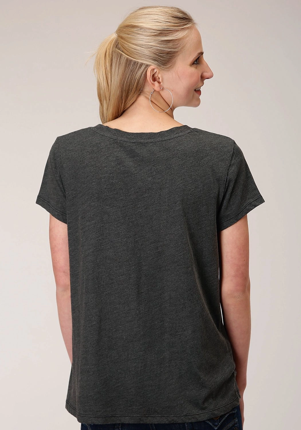 hypoallergenic crew neck Roper Womens Grey Poly/Rayon Southwestern Scene S/S T-Shirt