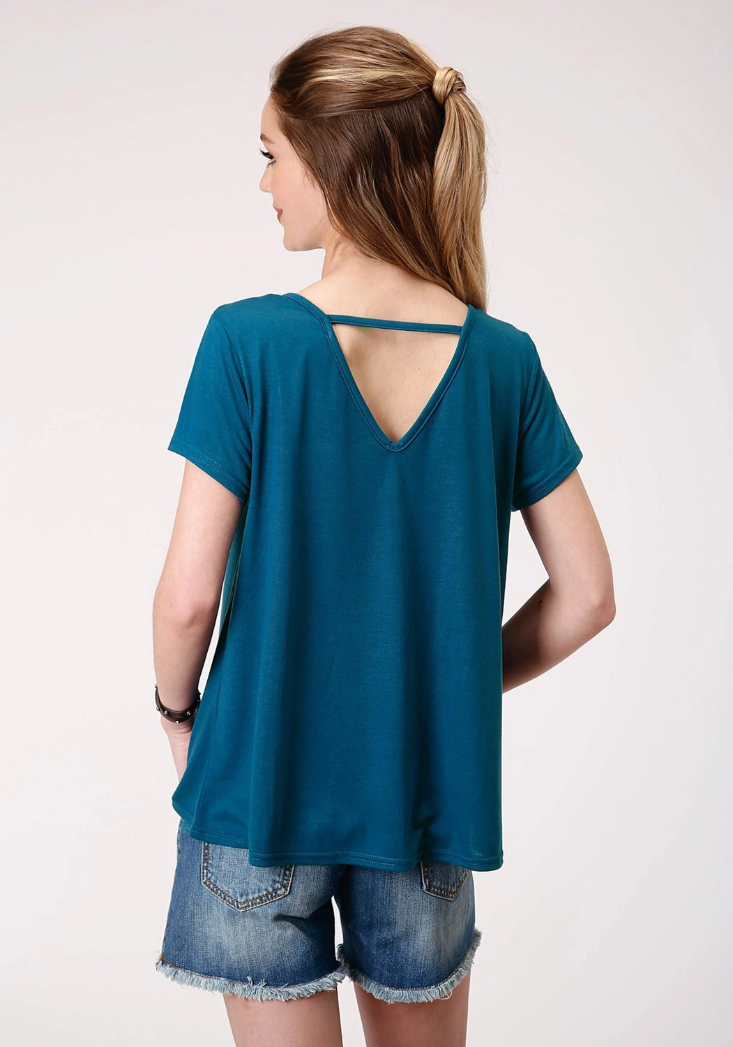 Vintage Style Roper Womens Navy Poly/Rayon Arrows Swing S/S T-Shirt