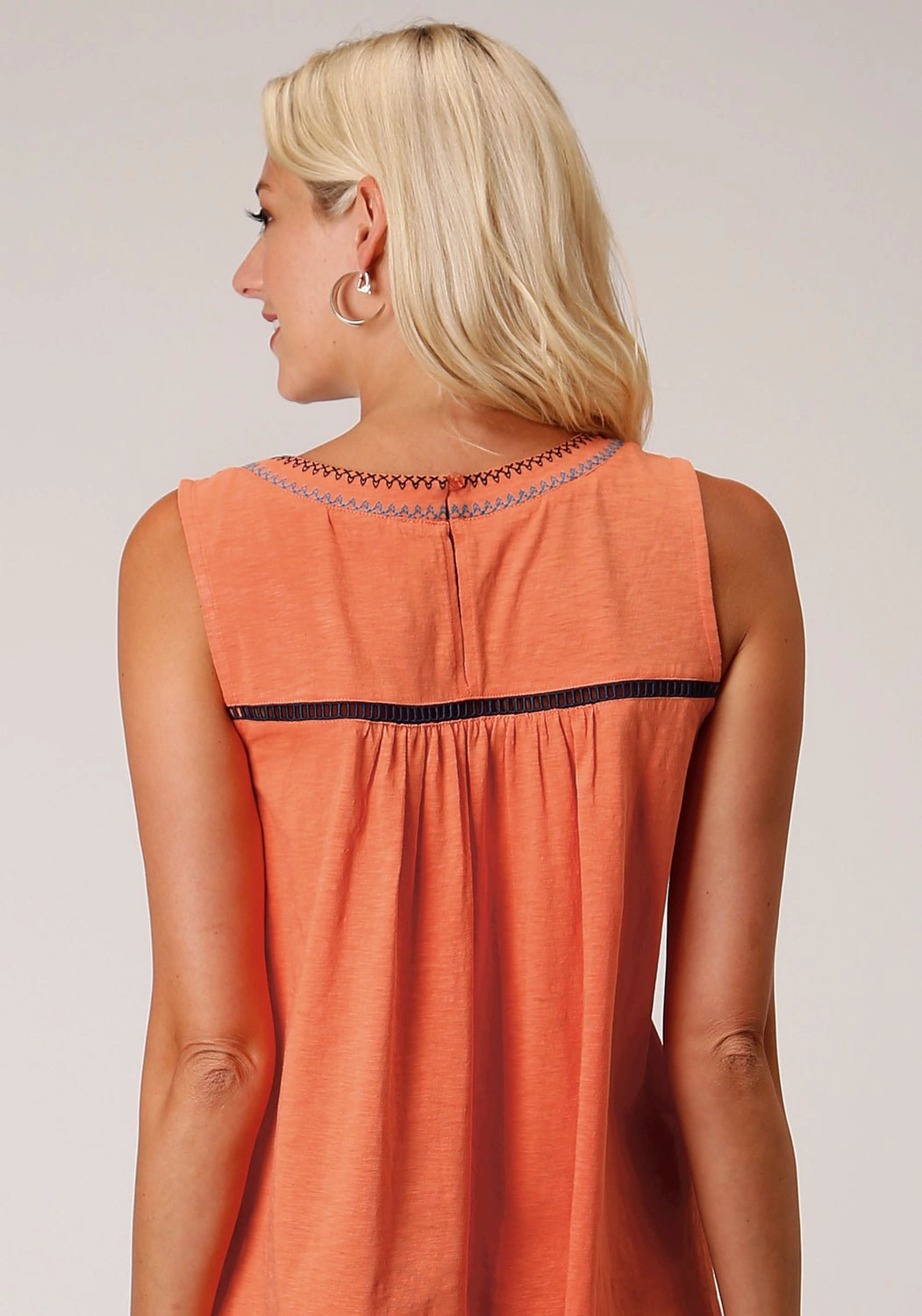 gender-neutral Roper Womens Orange 100% Cotton Colorful Bandana S/L Tunic