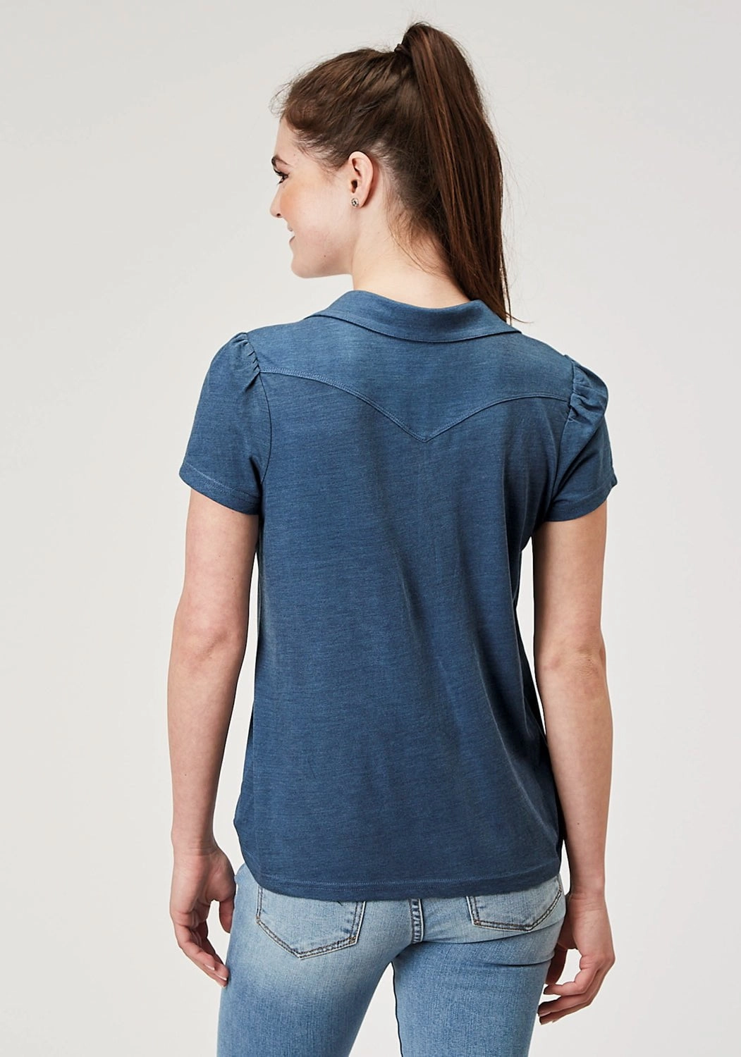 Elegant Finish Roper Womens Puffed Polo Navy Poly/Cotton S/S T-Shirt