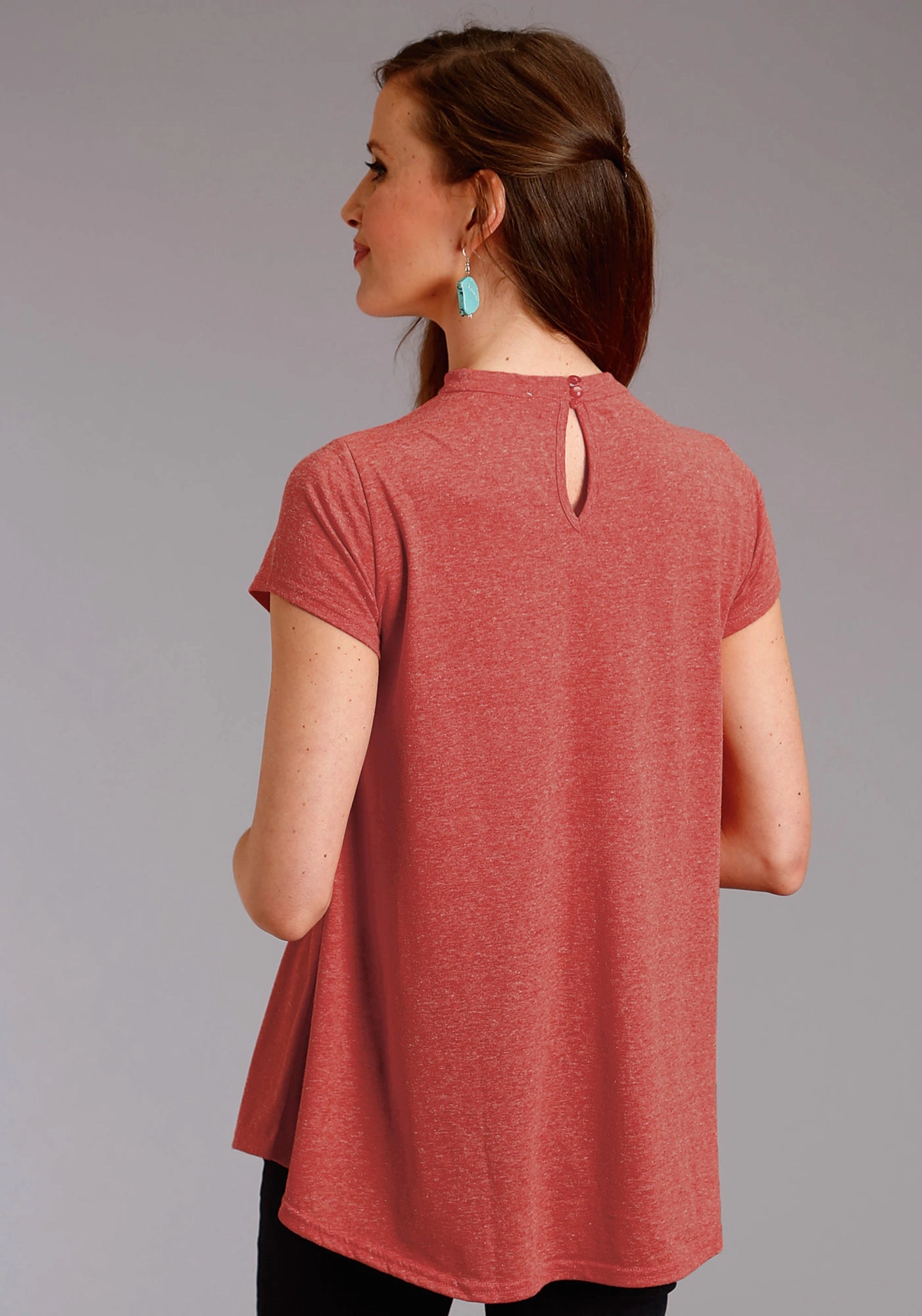 Roper Womens Red Poly/Cotton Taos Sunrise S/S T-Shirt Anti Pilling Finish