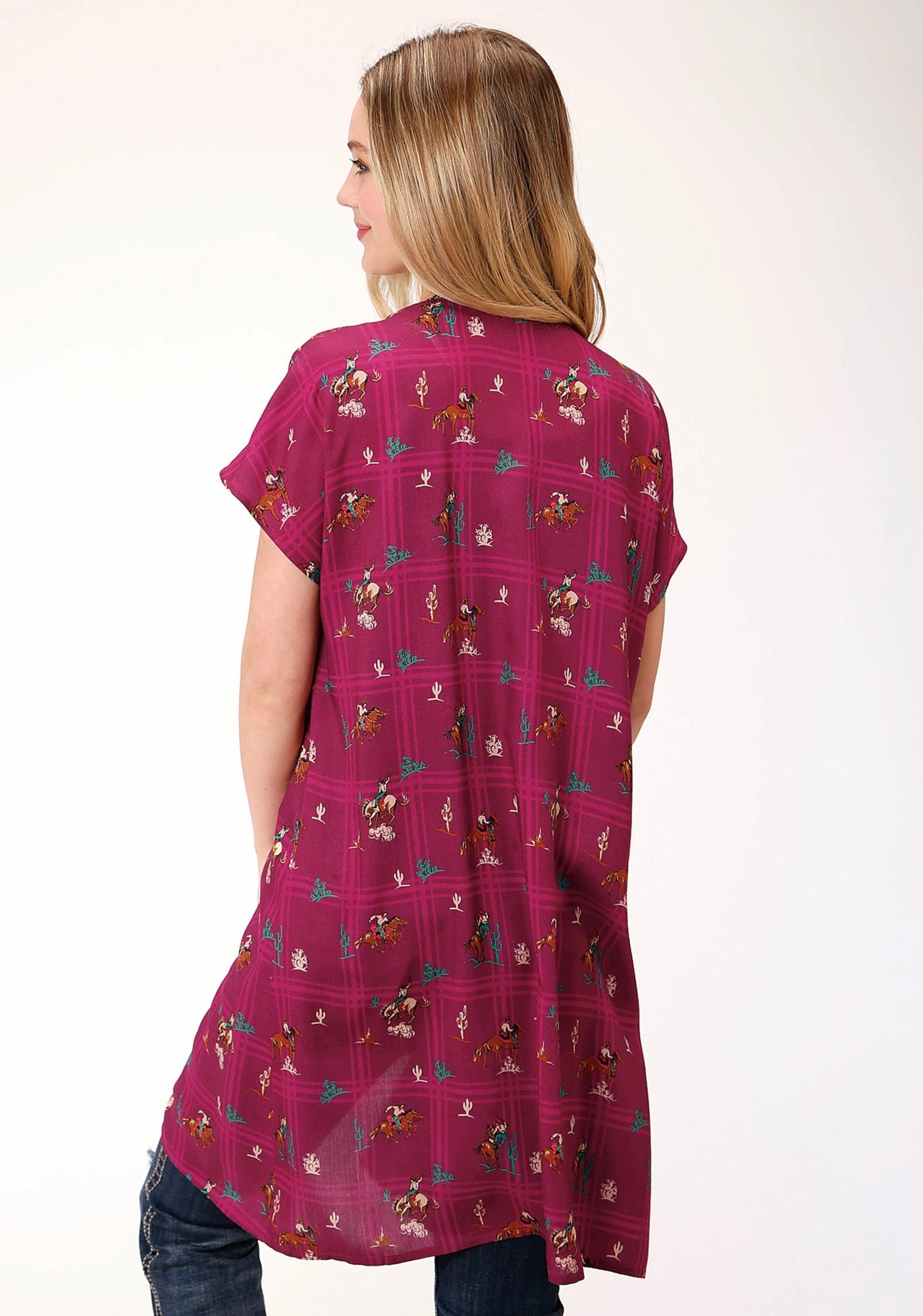 High Density Weave Lightweight Thermal Roper Womens Red Rayon/Nylon Dolman Kimono Cardigan