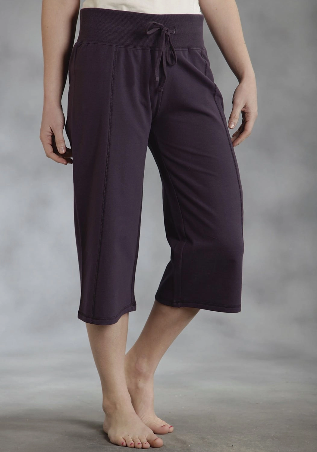 Leisure Wear Functional Fit Roper Womens Solid Knit Blue 100% Cotton Capri Pants