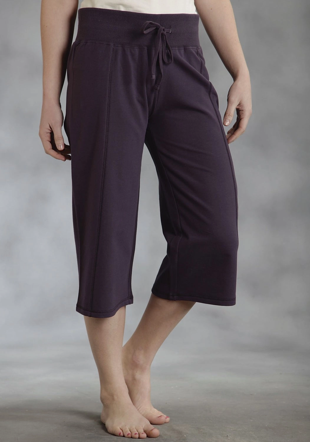 Roper Womens Solid Knit Blue 100% Cotton Capri Pants Style Upgrade