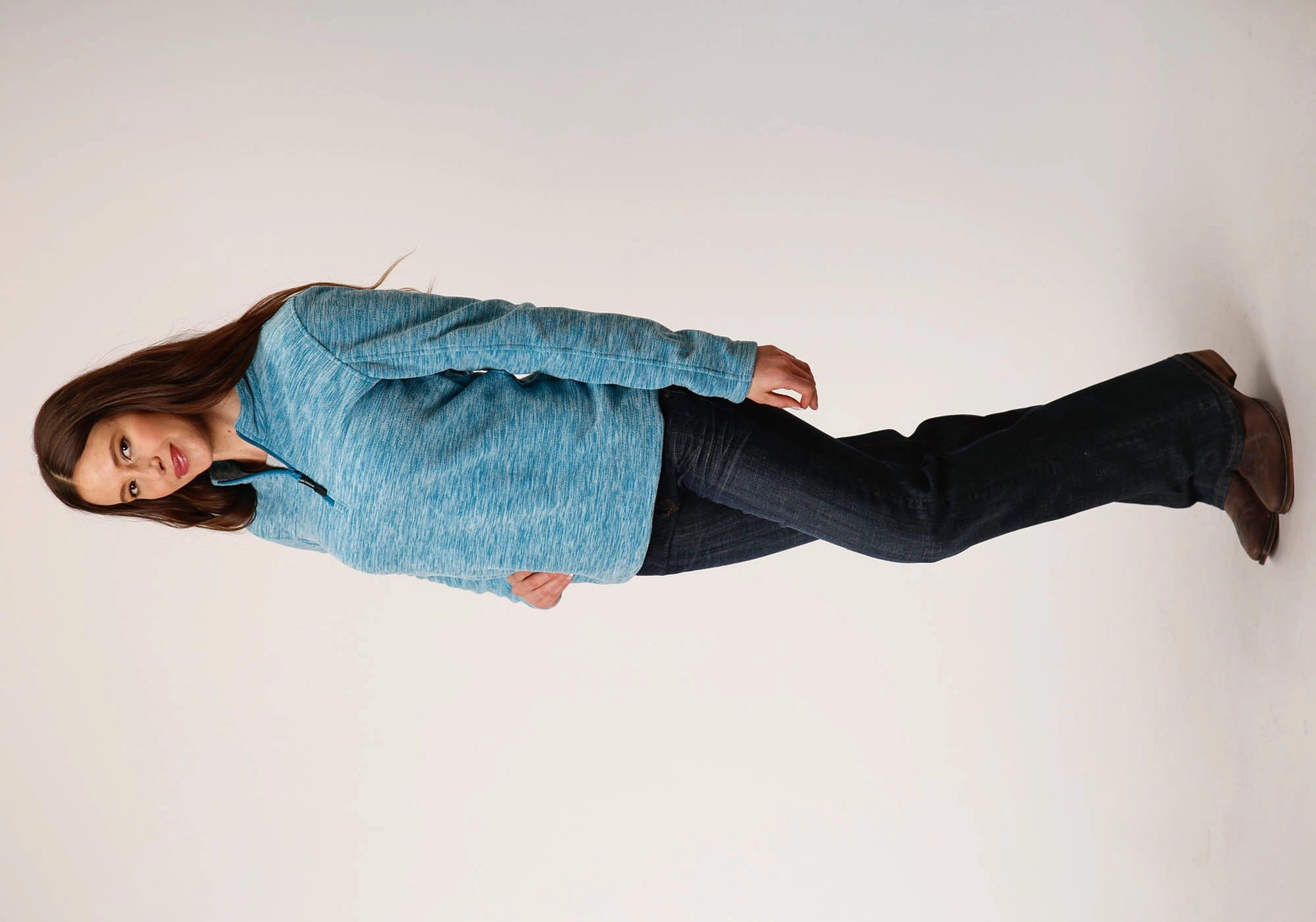 Winter Comfort Layer Roper Womens Teal Polyester Western Pullover Jacket