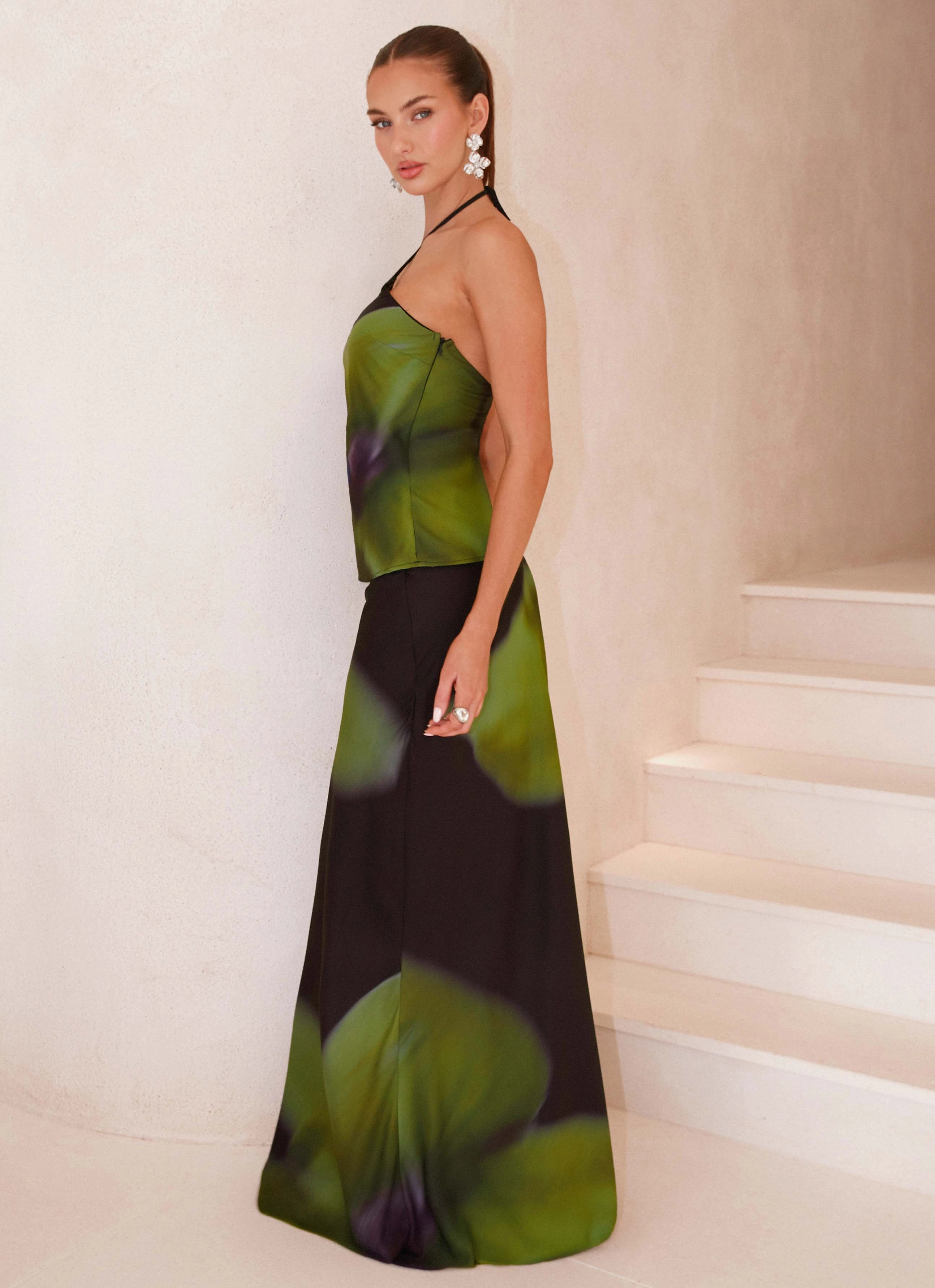 Rosetta Maxi Skirt - Lime Flower Urban Mood Clean Aesthetic