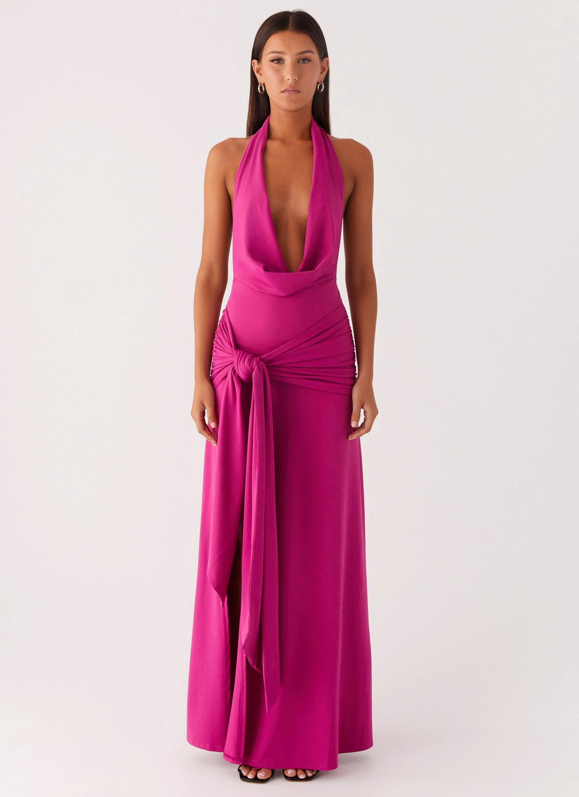 Rowan Ray Cowl Maxi Dress - Fuchsia bold appearance Ruffle Hem