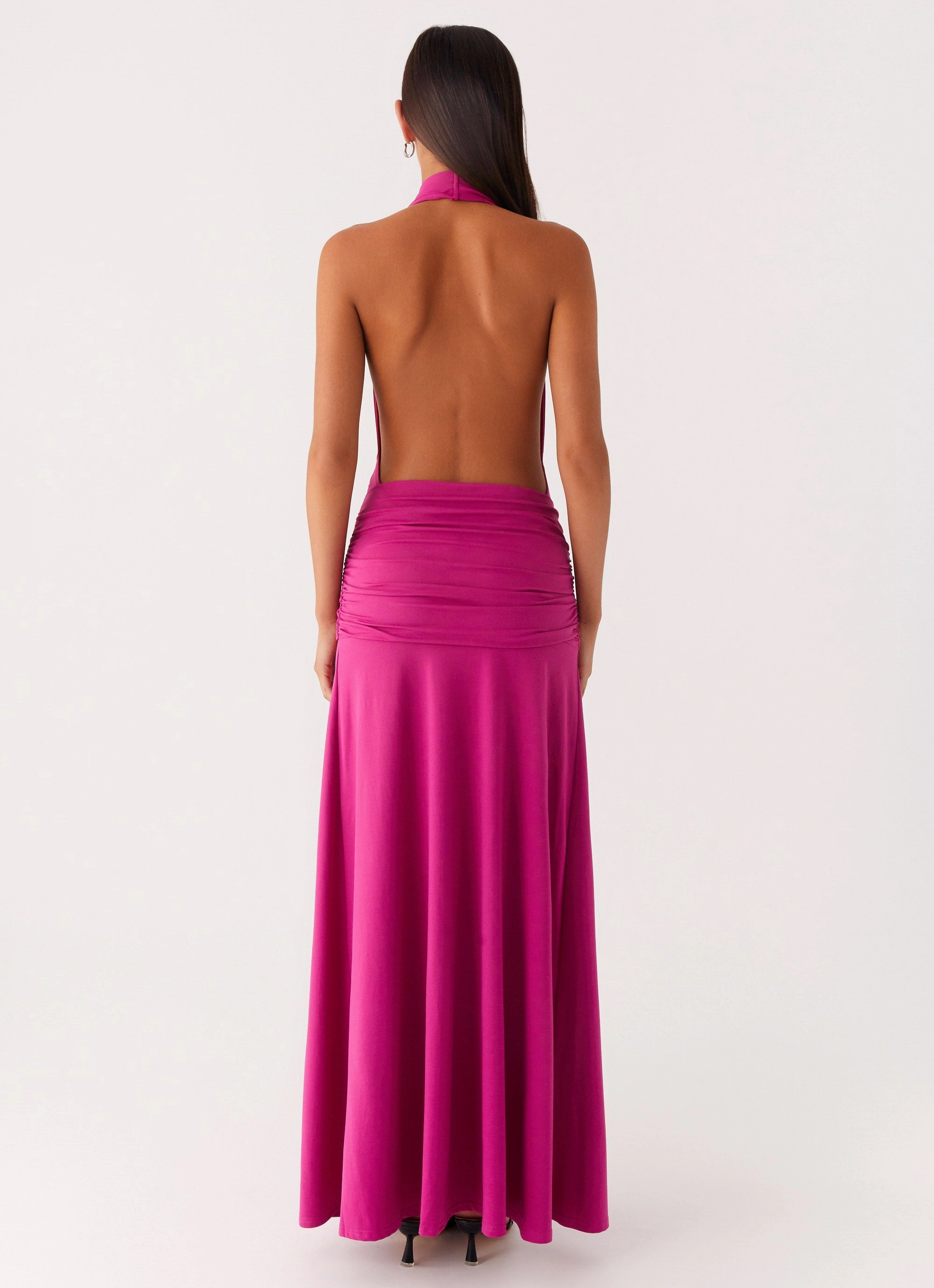 Rowan Ray Cowl Maxi Dress - Fuchsia Ribbed-Texture
