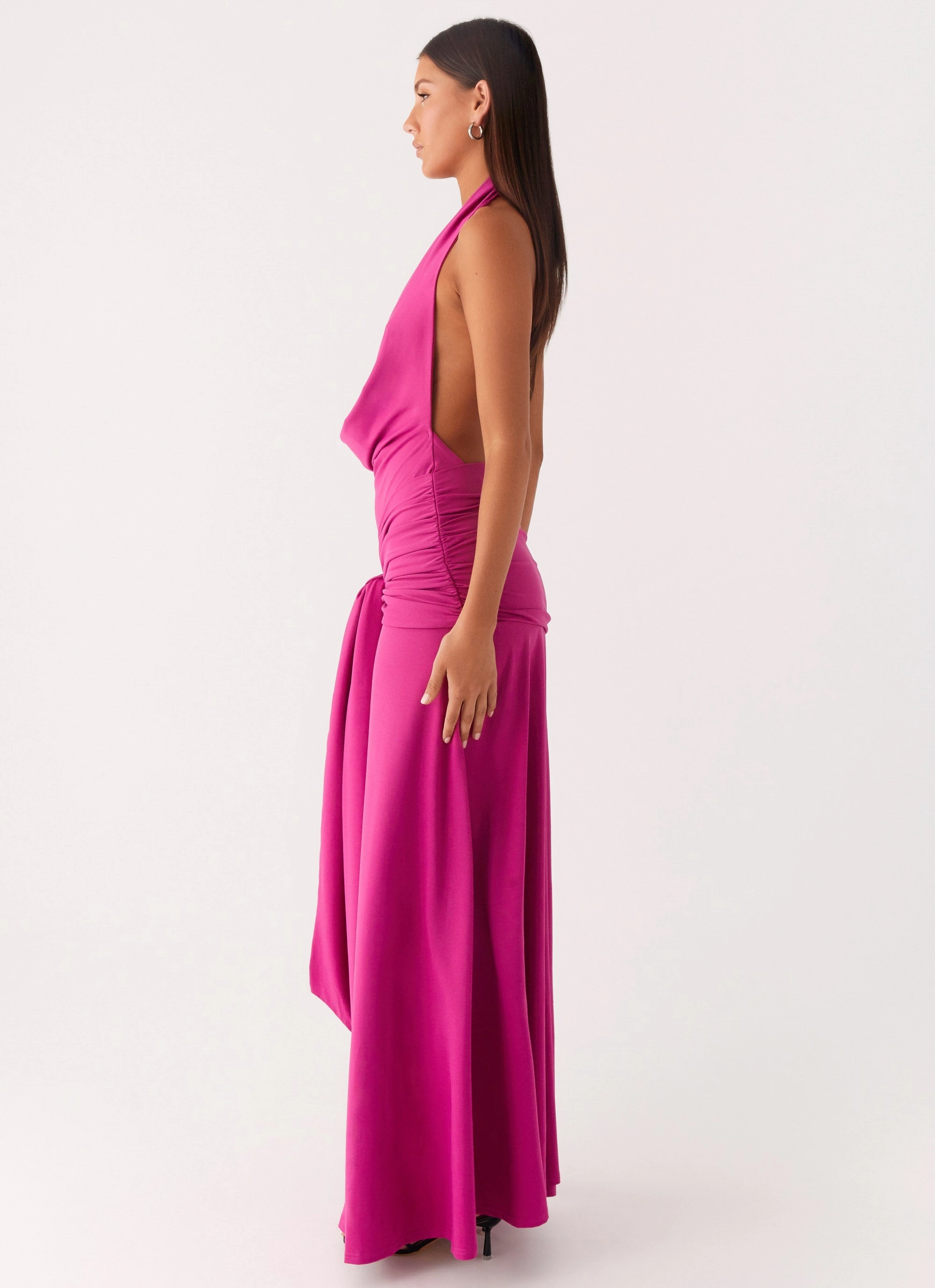Fashion Option Rowan Ray Cowl Maxi Dress - Fuchsia