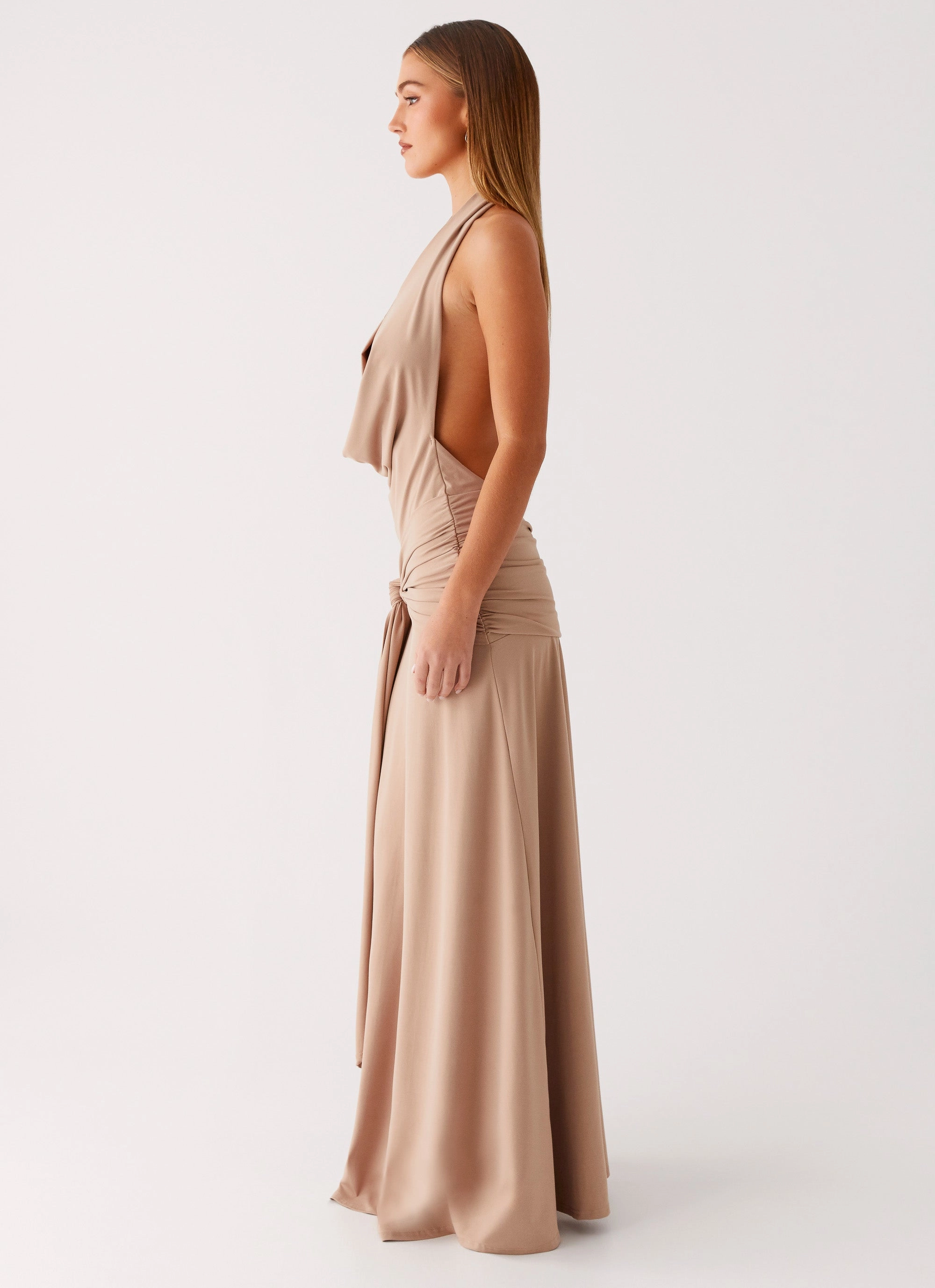 Rowan Ray Cowl Maxi Dress - Light Taupe Relax Appeal