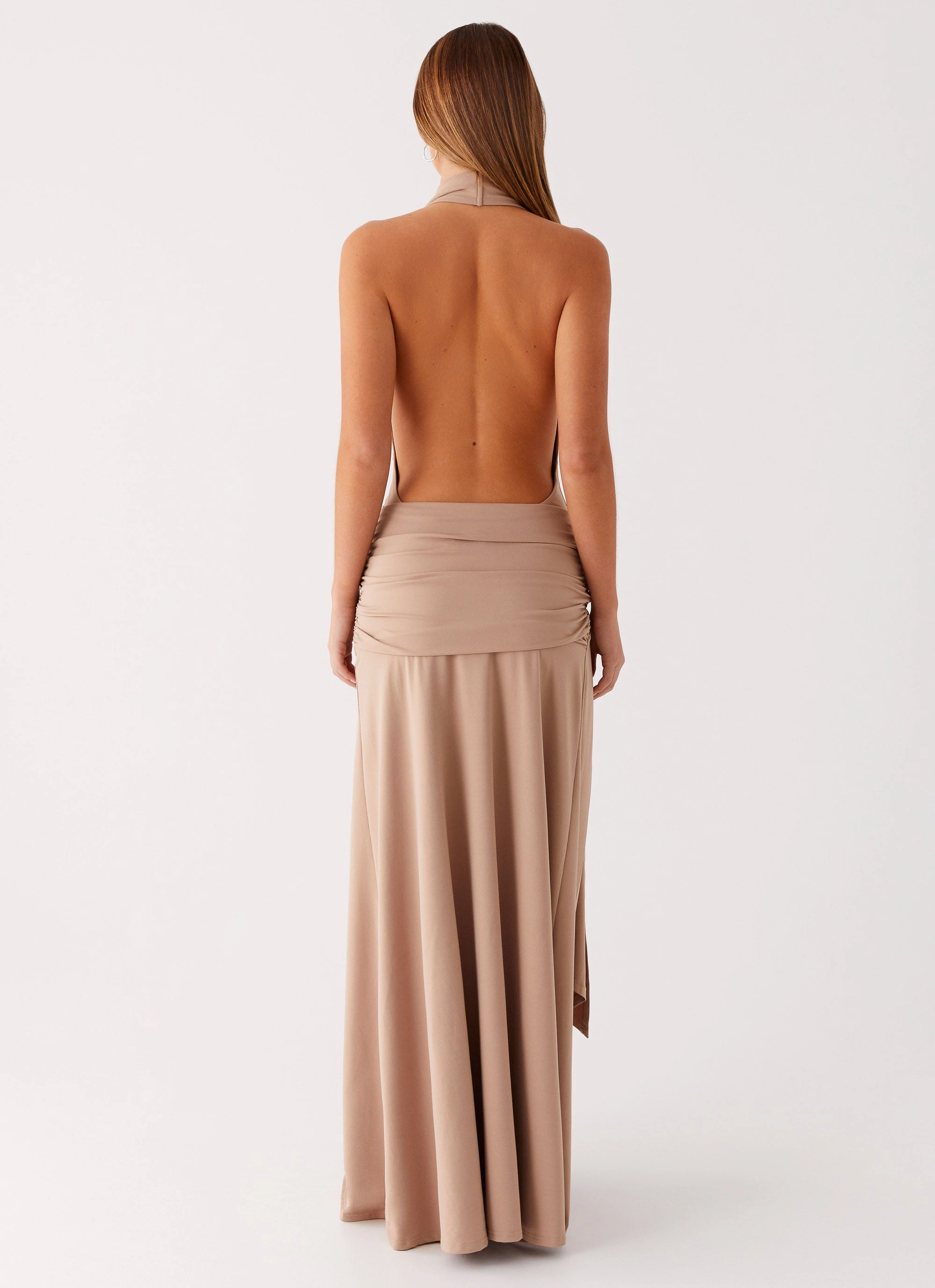 Flexible Design Artistic Detail Rowan Ray Cowl Maxi Dress - Light Taupe