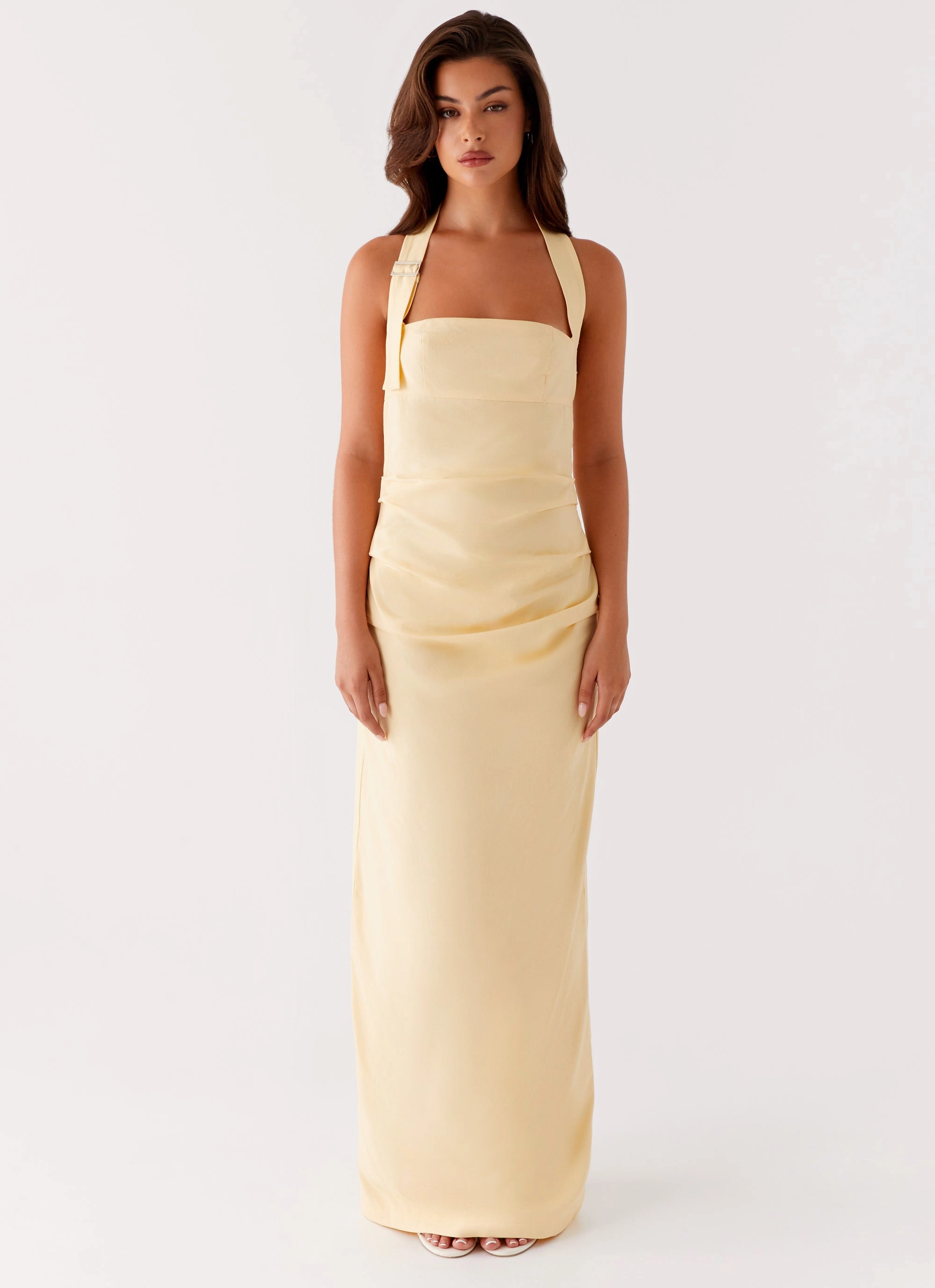 Rumour Has it Maxi Dress - Yellow Silky Drape Travel Friendly