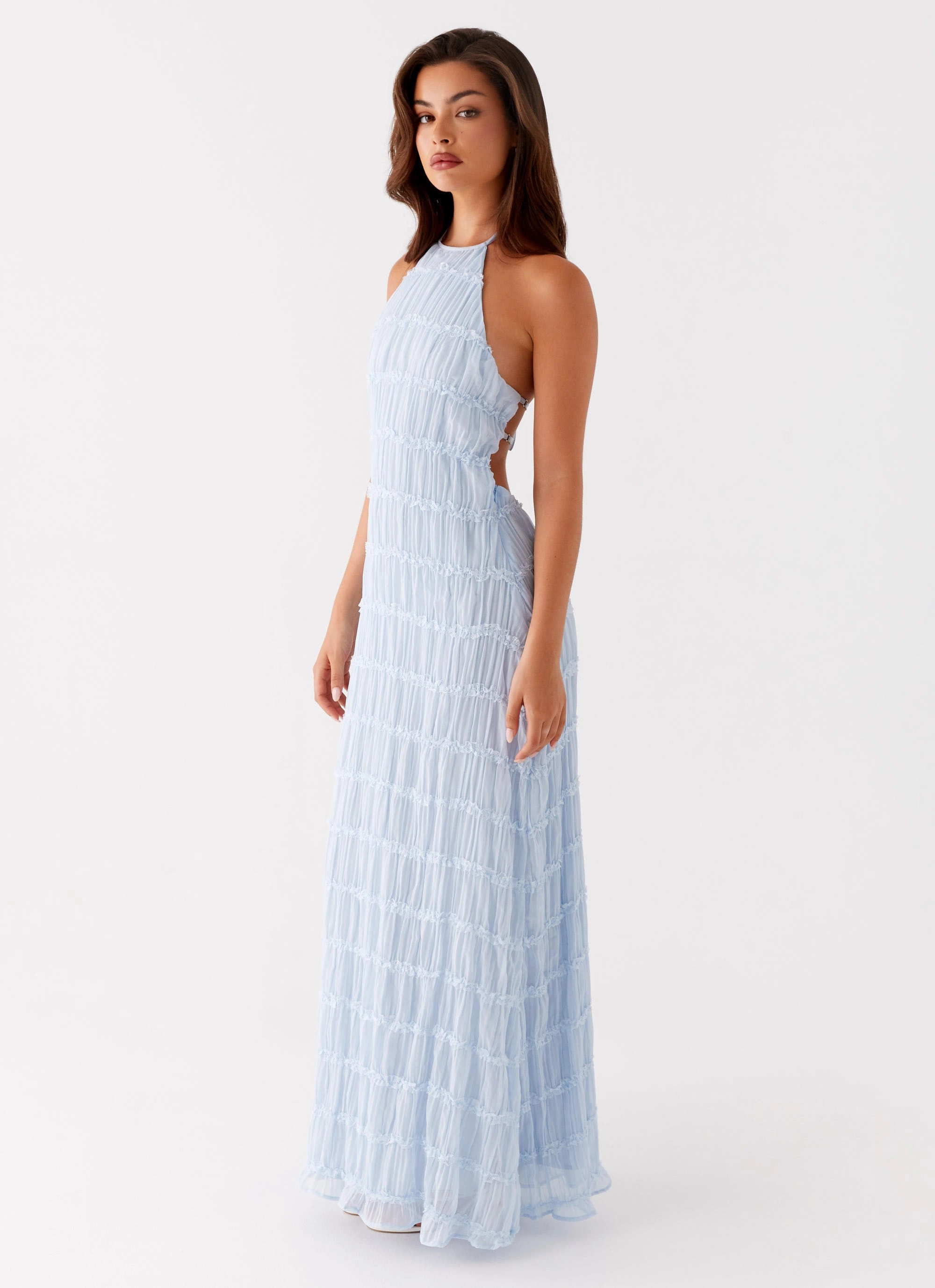 Aullie Maxi Dress - Blue Love Glow Delicate Lines