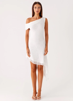 Rylee One Shoulder Midi Dress - White Travel-Essential