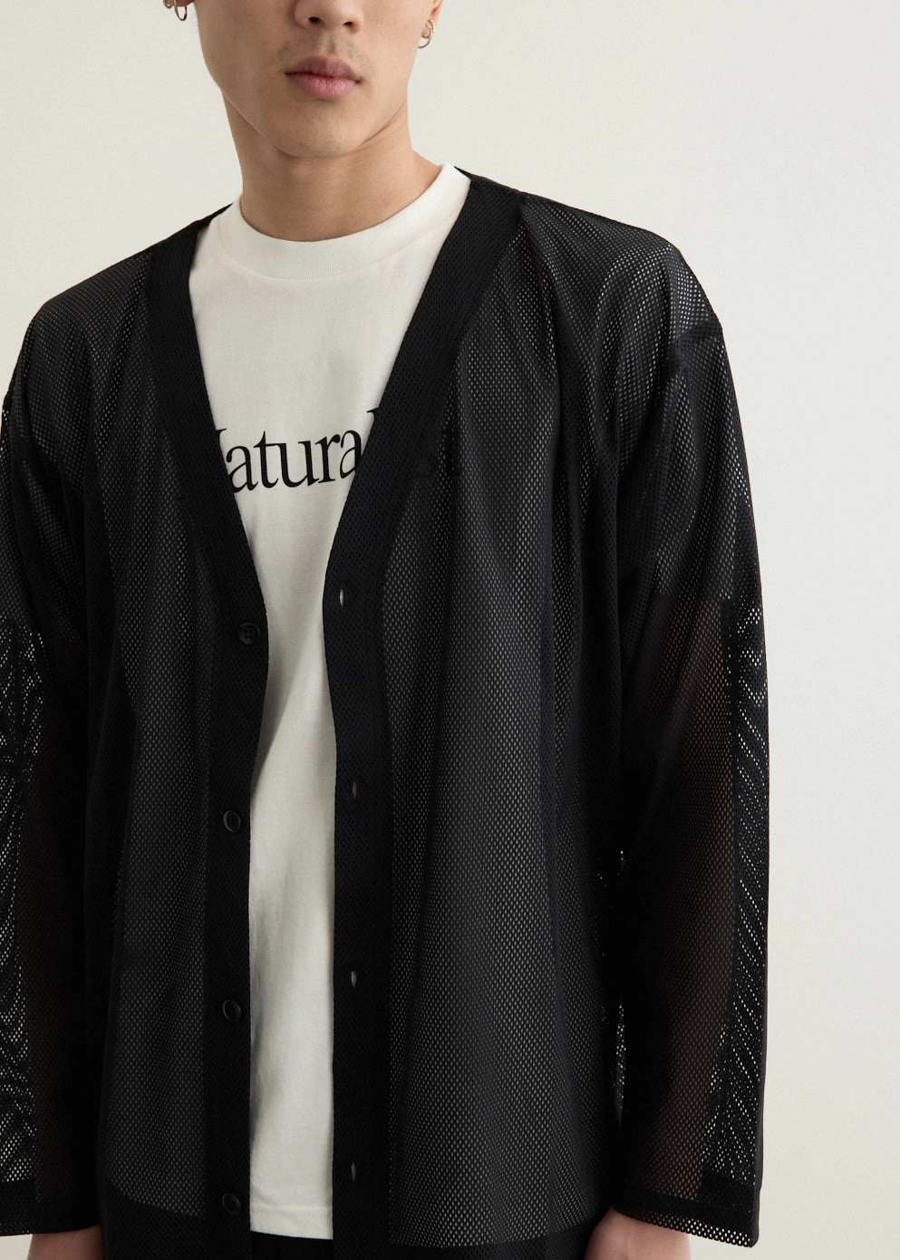 S.S. V Neck Knit Mesh Cardigan Comfort Stretch Fabric UV Protective Coating