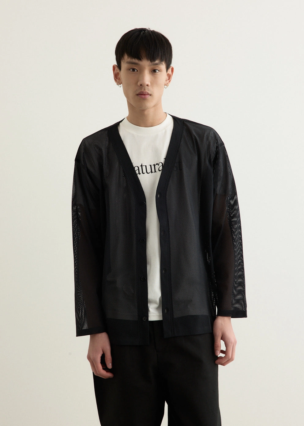 S.S. V Neck Knit Mesh Cardigan Active Wear Heat Retention