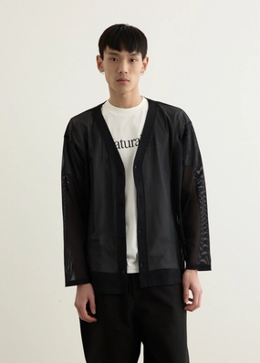 S.S. V Neck Knit Mesh Cardigan Active Wear Heat Retention