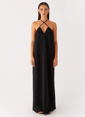 Saba Maxi Dress - Black Travel Style Adjustable Straps