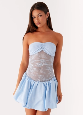 Safina Bubble Mini Dress - Blue Gentle Motion