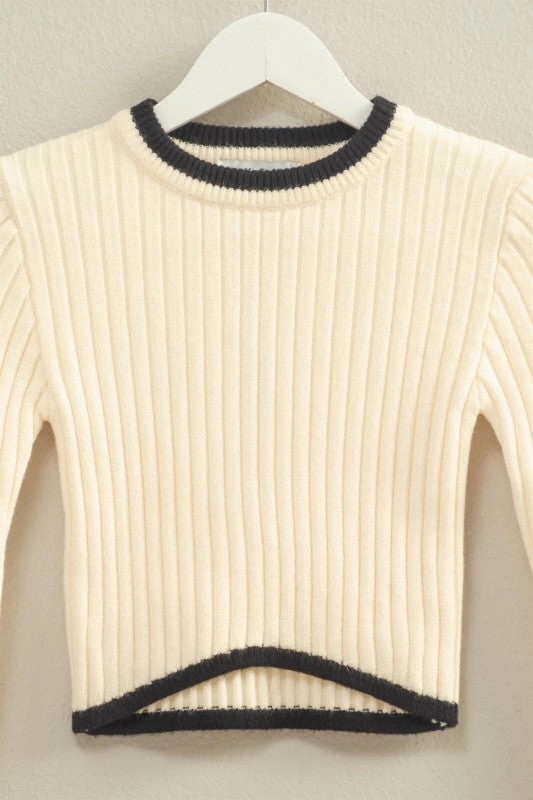 Sally Contrast Hem Fitted Sweater Unisex