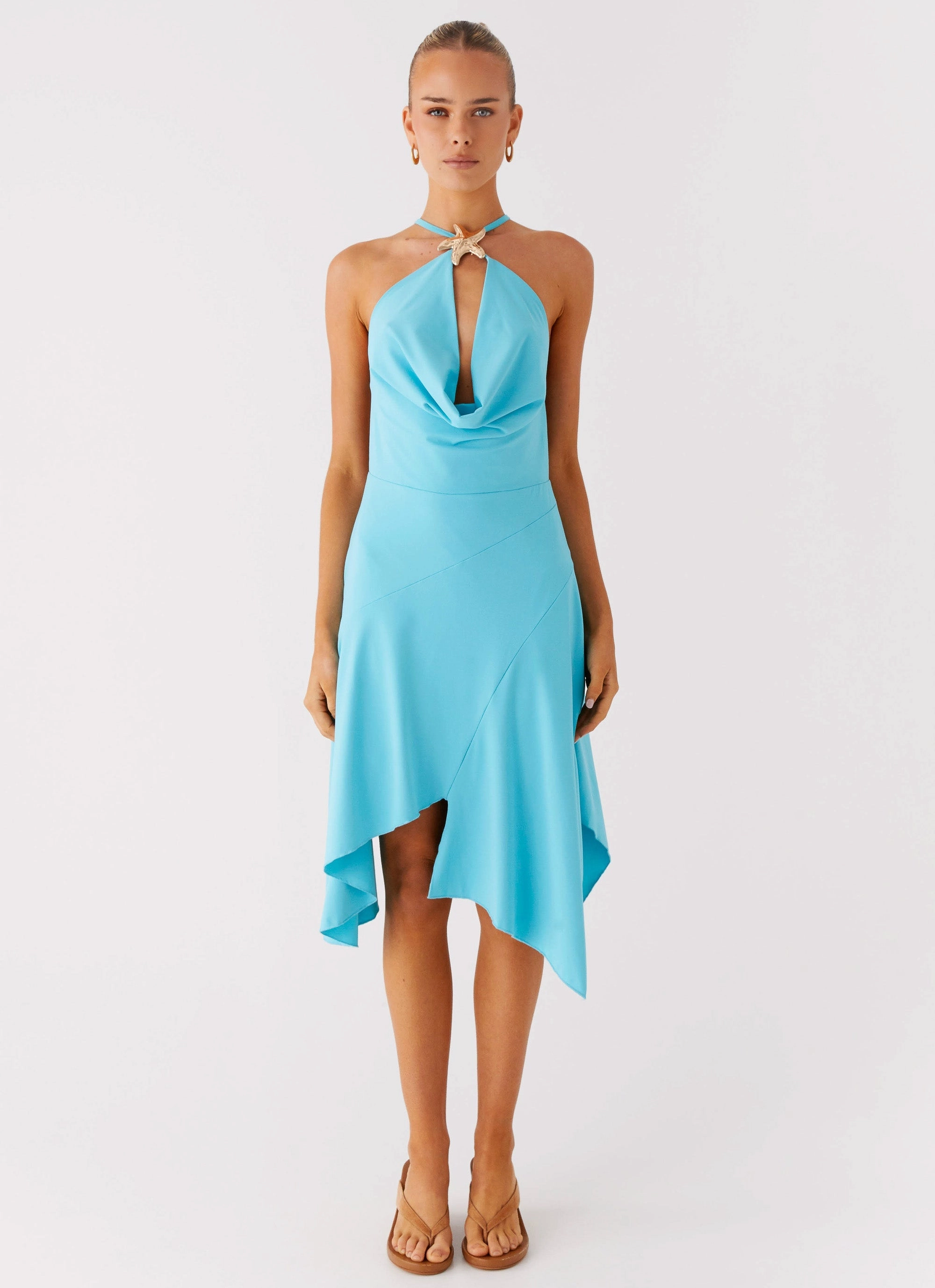 Salt Kiss Midi Dress - Turquoise Smooth Shape Wrap style