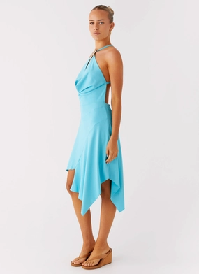 Multi Season All Fit Salt Kiss Midi Dress - Turquoise