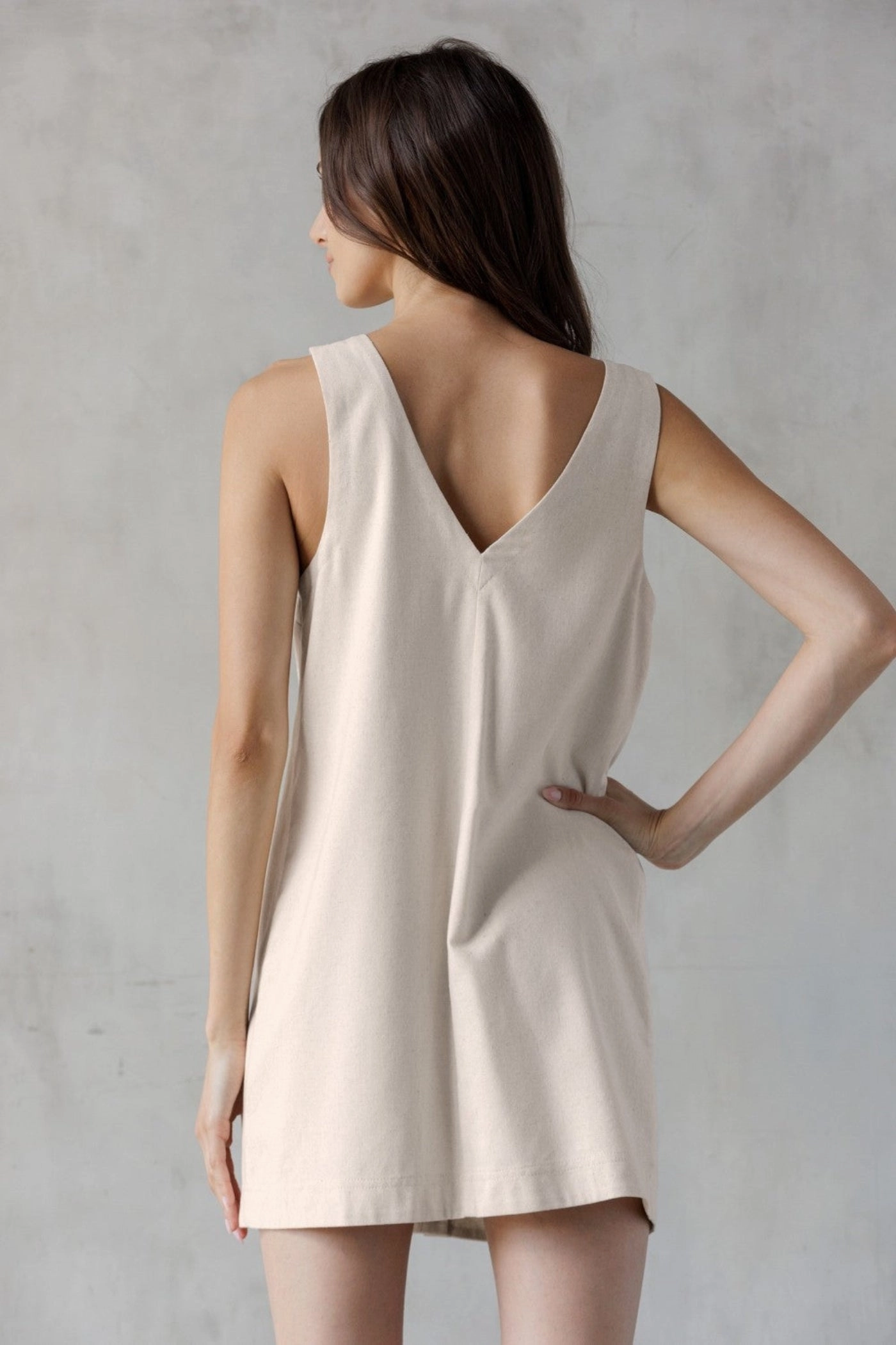 Grace Color Elastic Fit SANDY BUTTON FRONT UTILITY MINI DRESS