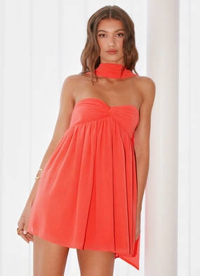 Timeless Style Layer Light Saturn Mini Dress - Coral