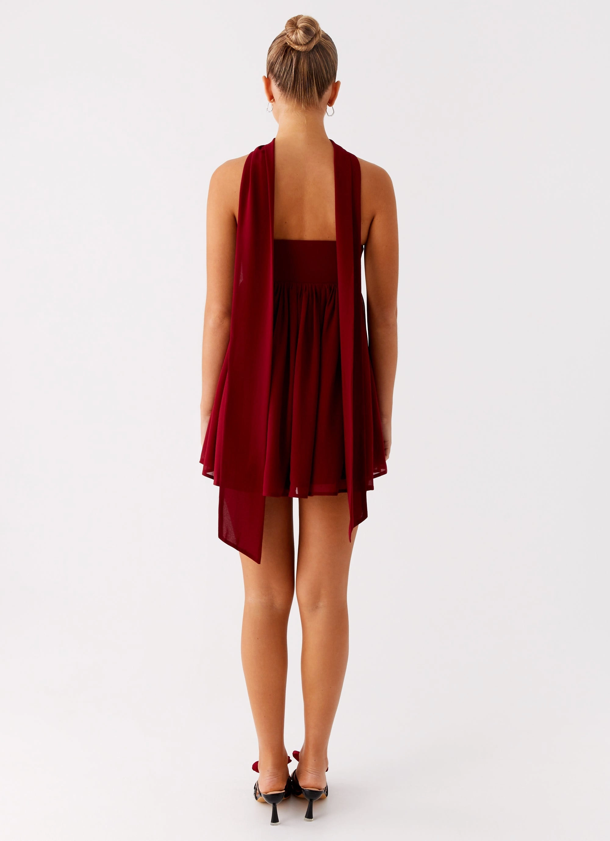 Saturn Mini Dress - Maroon Soft Pleats Vacation Vibes