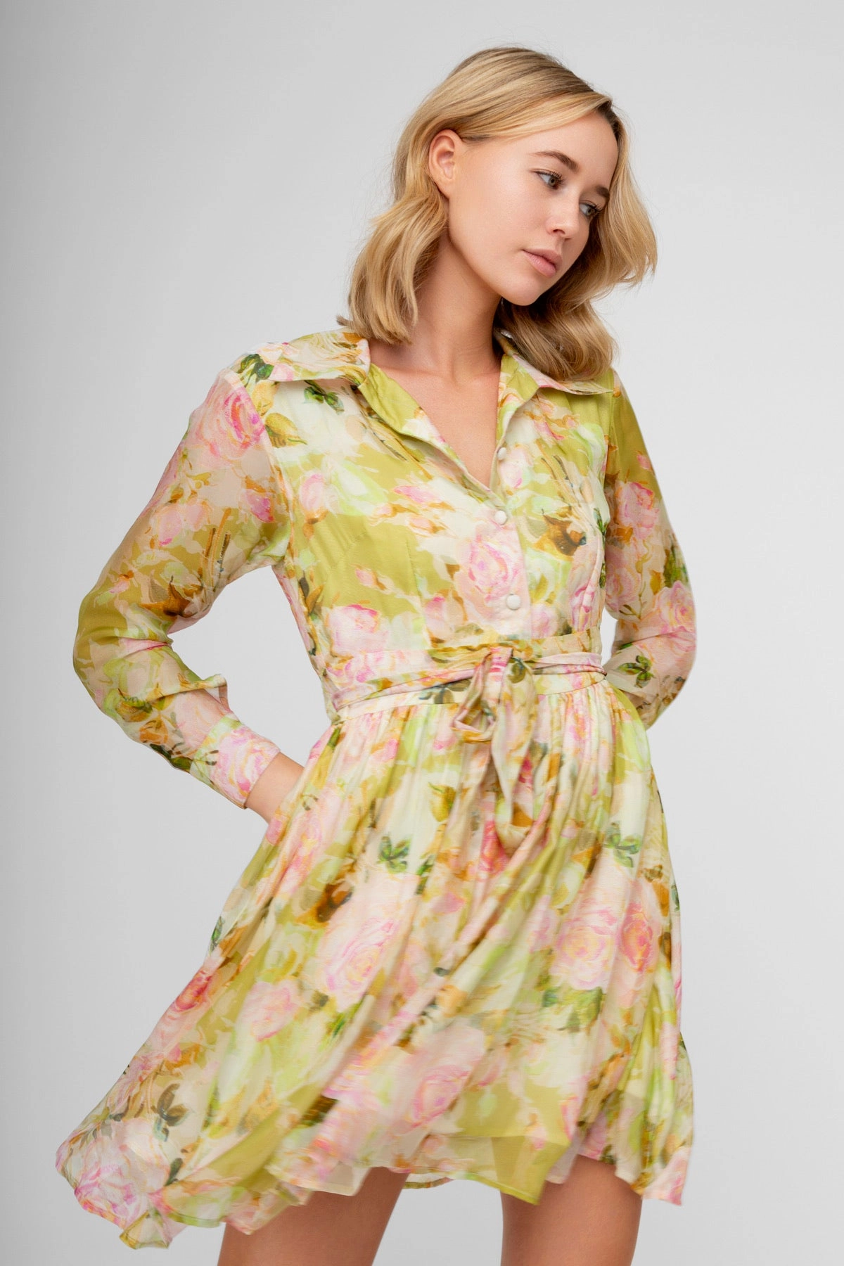 All Occasion Luxe Appeal SAZAN PRINT LIME DRESS