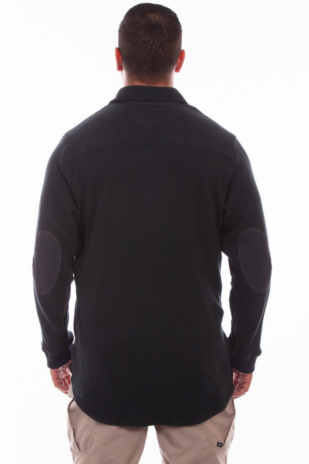 Scully Mens Black 100% Cotton Thermal Knit L/S Shirt Cuffed hem