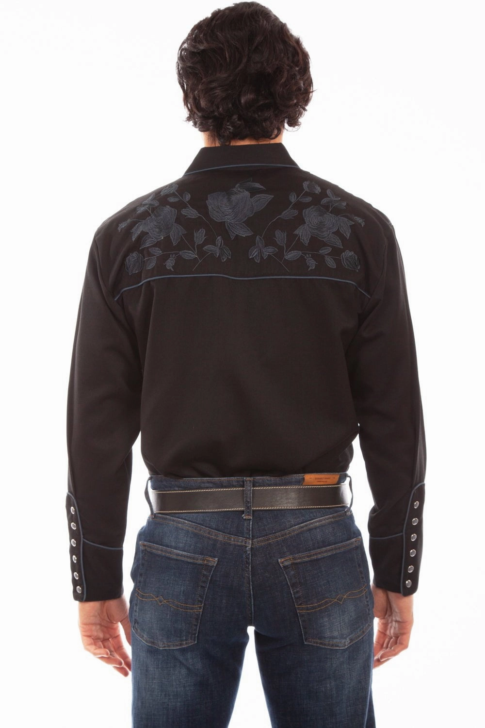 Scully Mens Black Poly/Rayon Ghost Floral L/S Shirt Comfort-First Modern Style