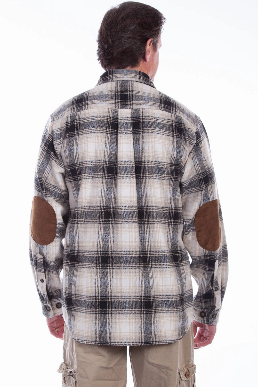 Scully Mens Black/White 100% Cotton Brawny Plaid L/S Shirt All-Ages Fit Neutral Colors