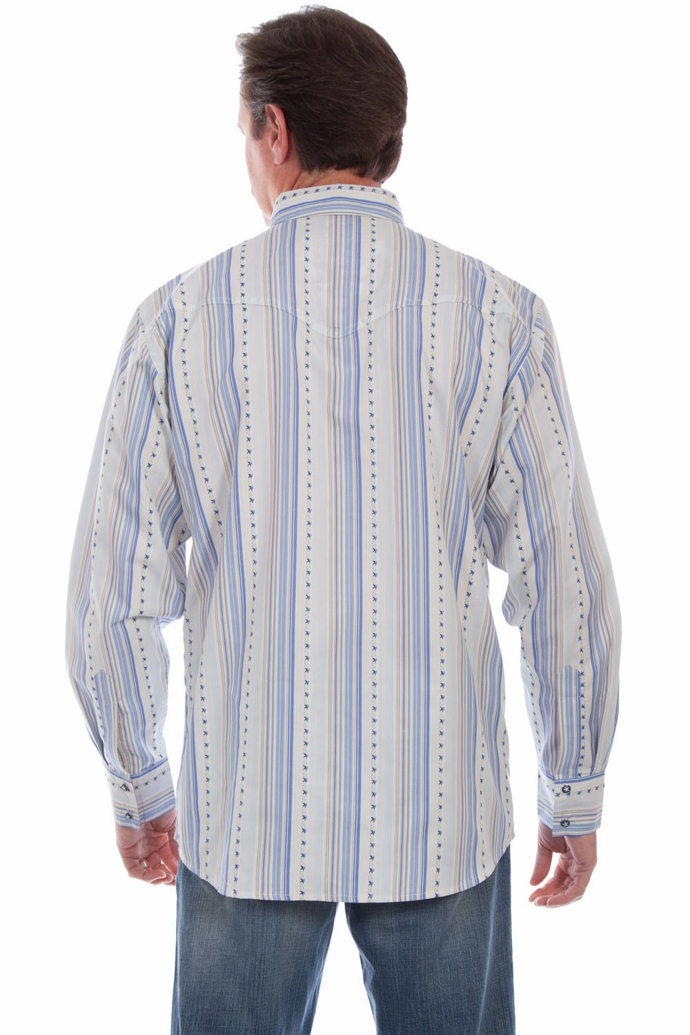 Smooth Cotton Blend Tuckable Hem Scully Mens Blue 100% Cotton Signature Election L/S Shirt