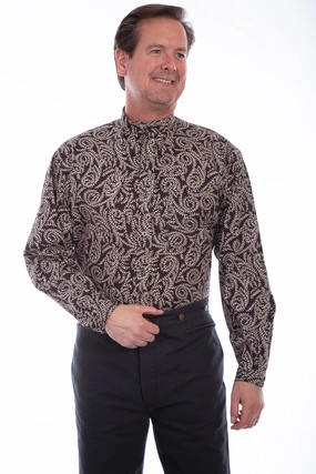 Flexible Mobility Scully Mens Brown 100% Cotton Lg Paisley L/S Shirt