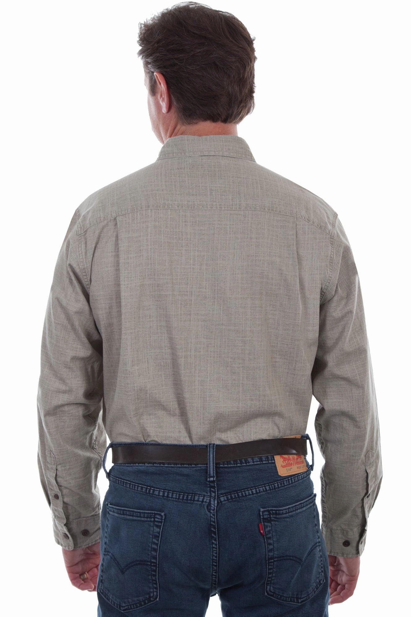 Moisture Wicking Layer Road Trip Ready Scully Mens Cafe 100% Cotton Slub L/S Shirt