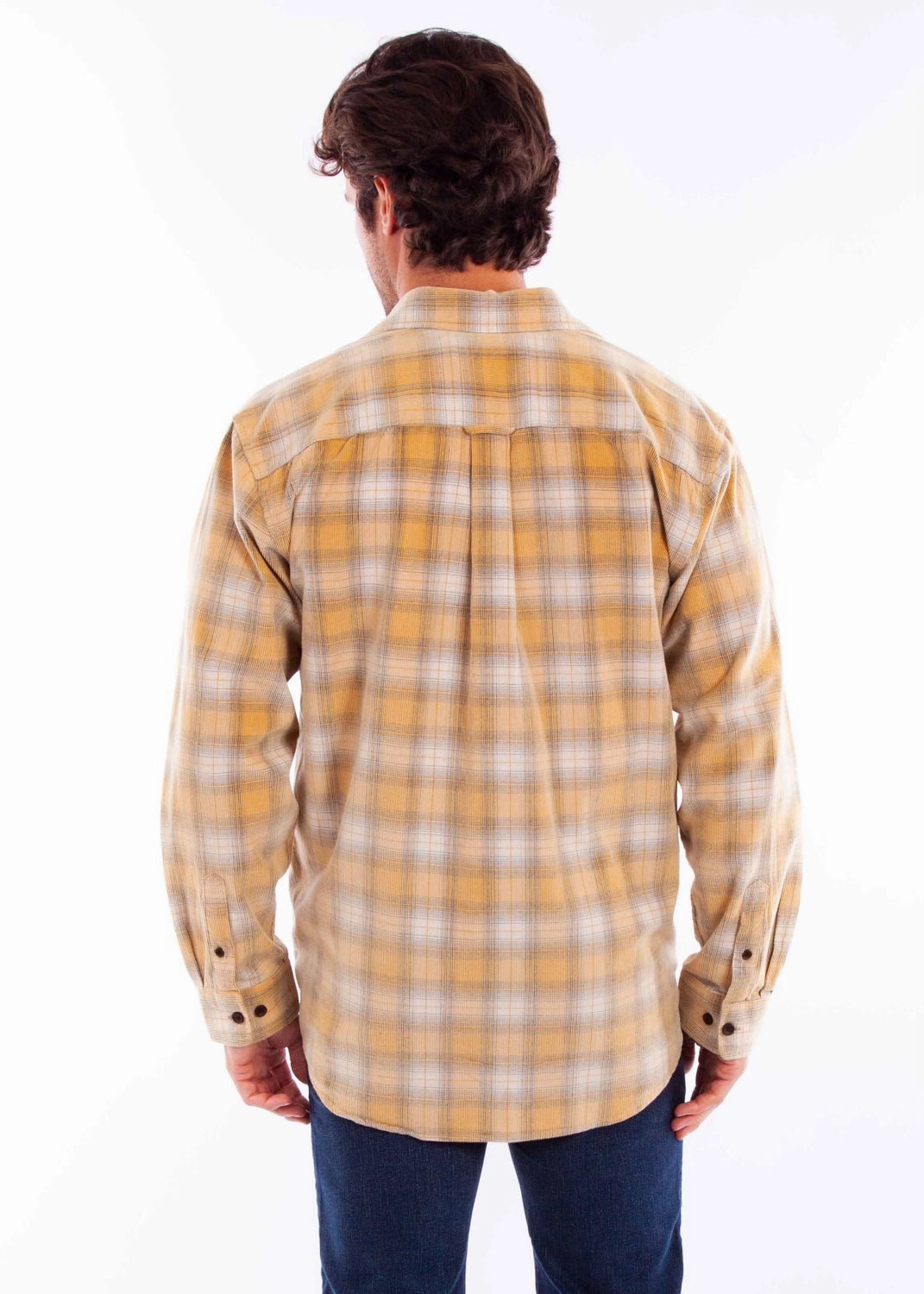 Urban Edge Scully Mens Corduroy Plaid Natural 100% Cotton L/S Shirt