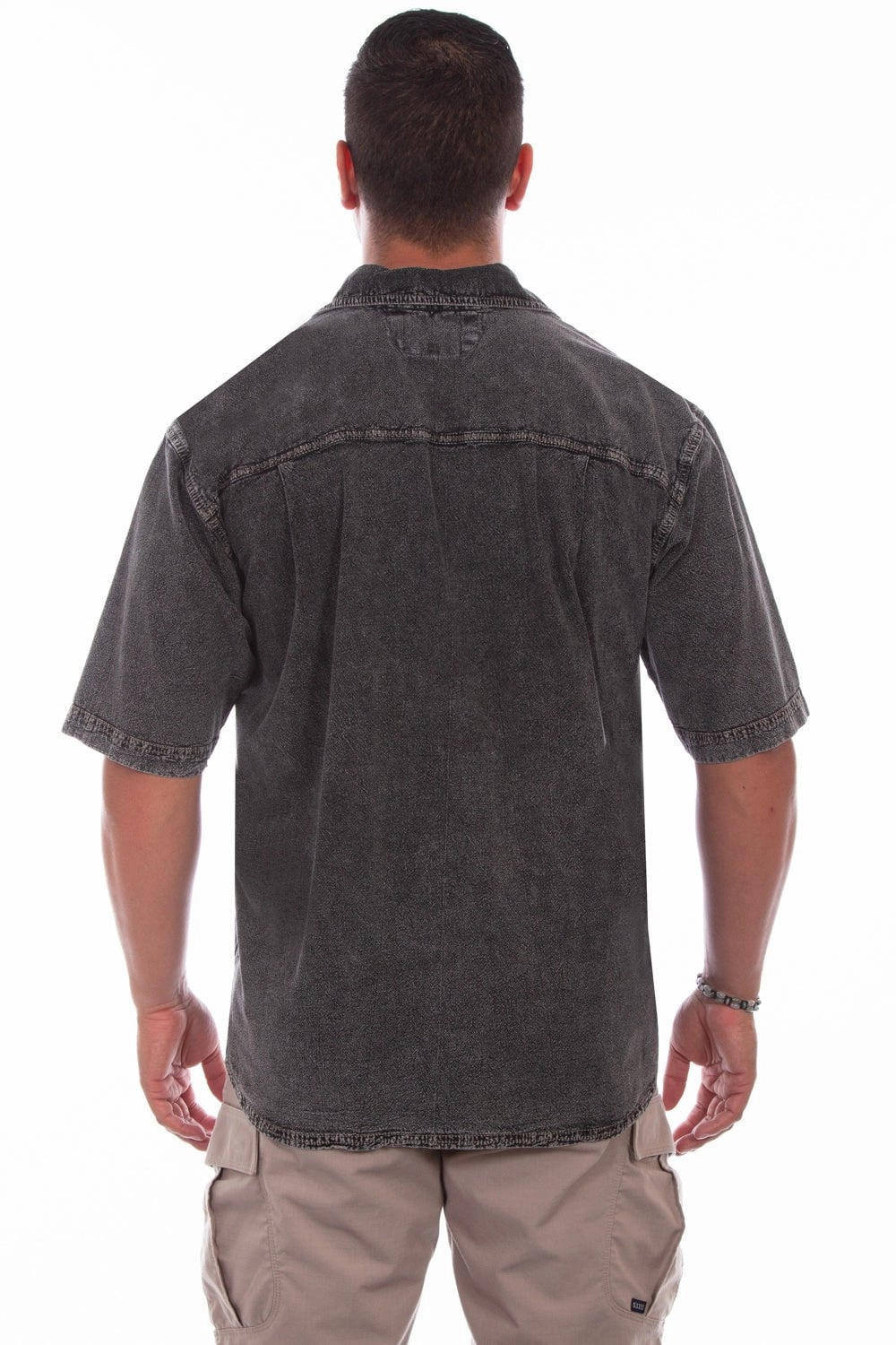 Timeless Classic Scully Mens Distressed Black 100% Cotton Traveler S/S Shirt