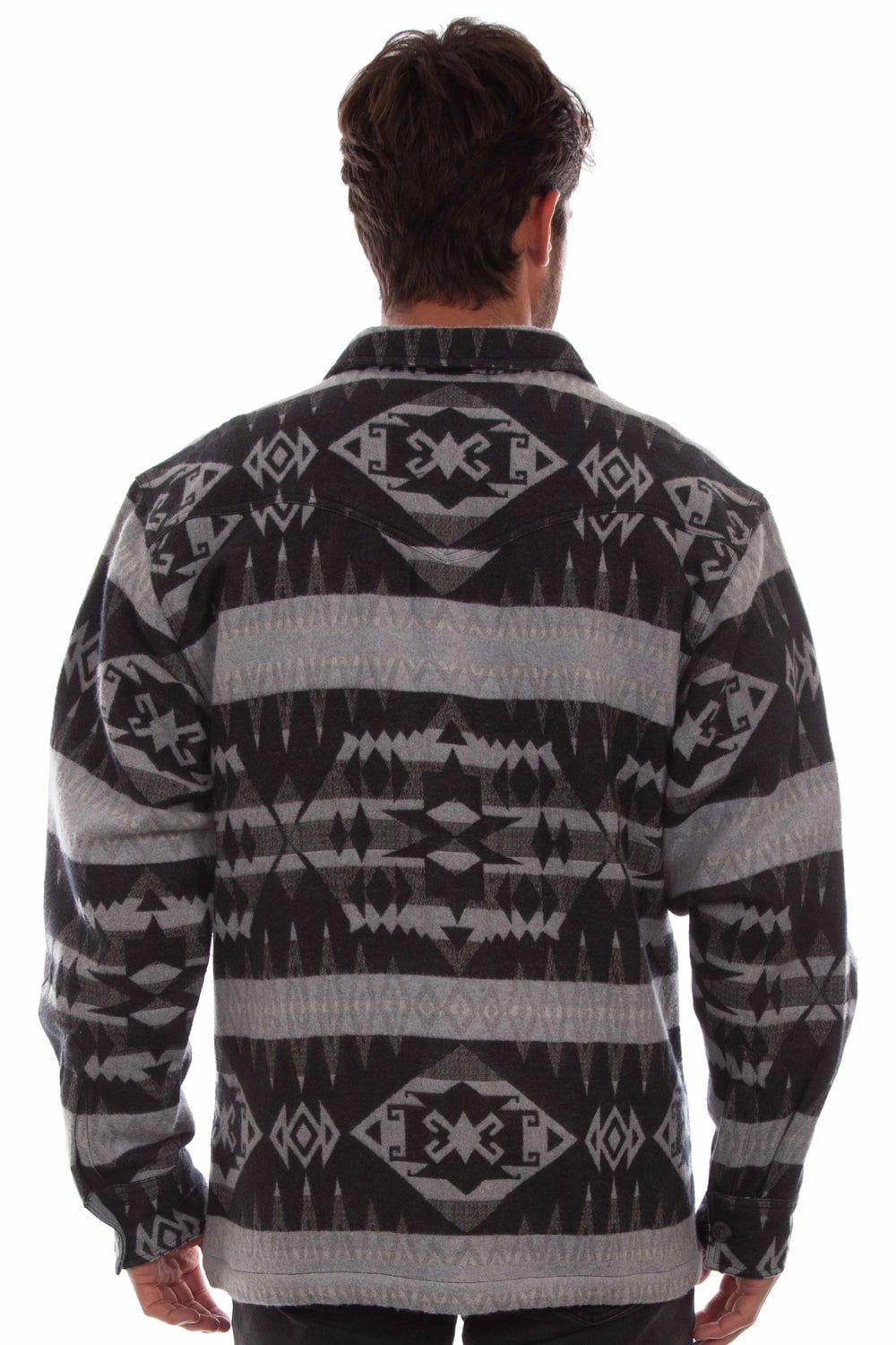 Graduation Ceremony Hidden Button Placket Scully Mens Flannel Jacquard Jacket Grey 100% Cotton L/S Shirt