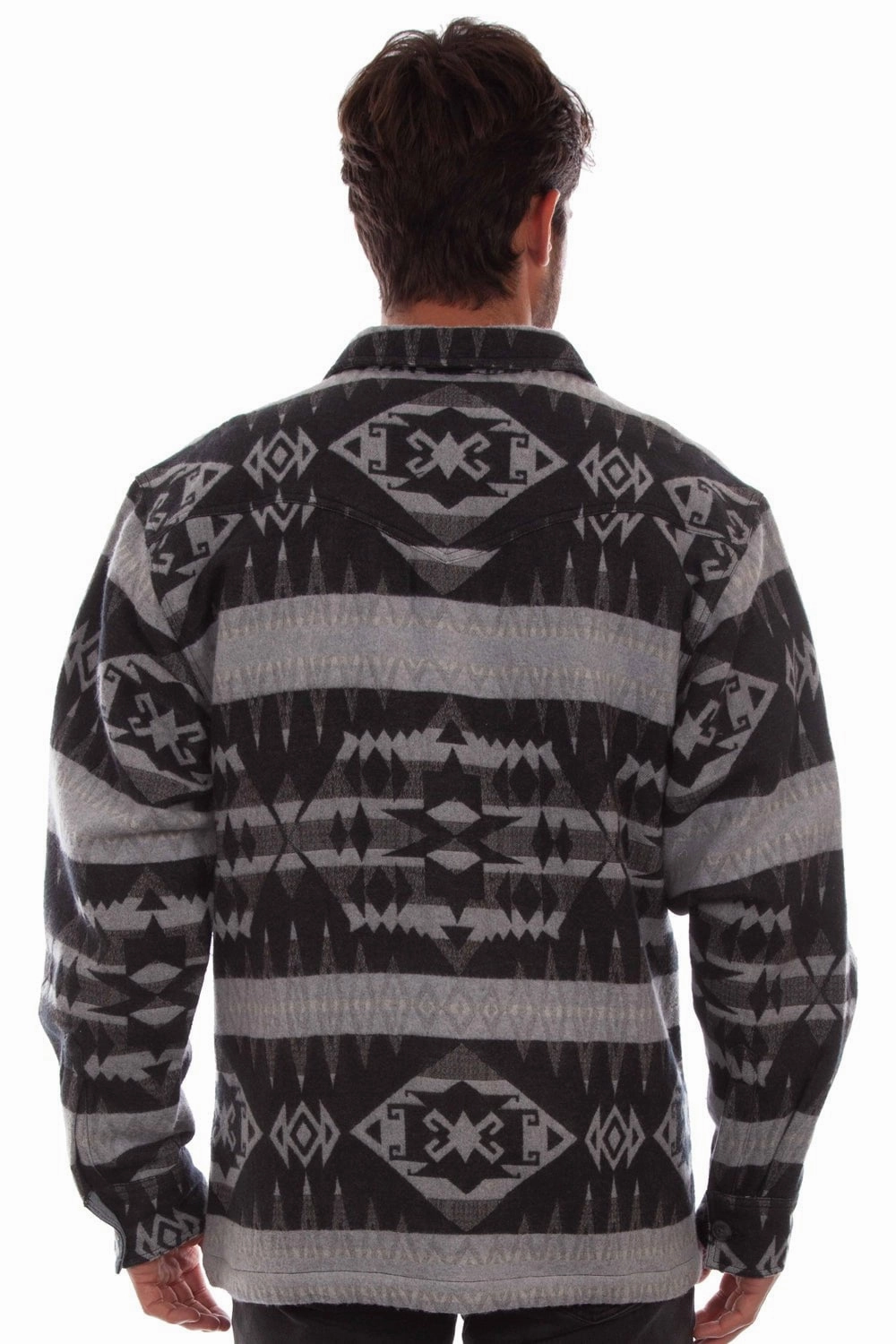 Plus Size Fit Fitted Cut Scully Mens Flannel Jacquard Jacket Grey 100% Cotton L/S Shirt