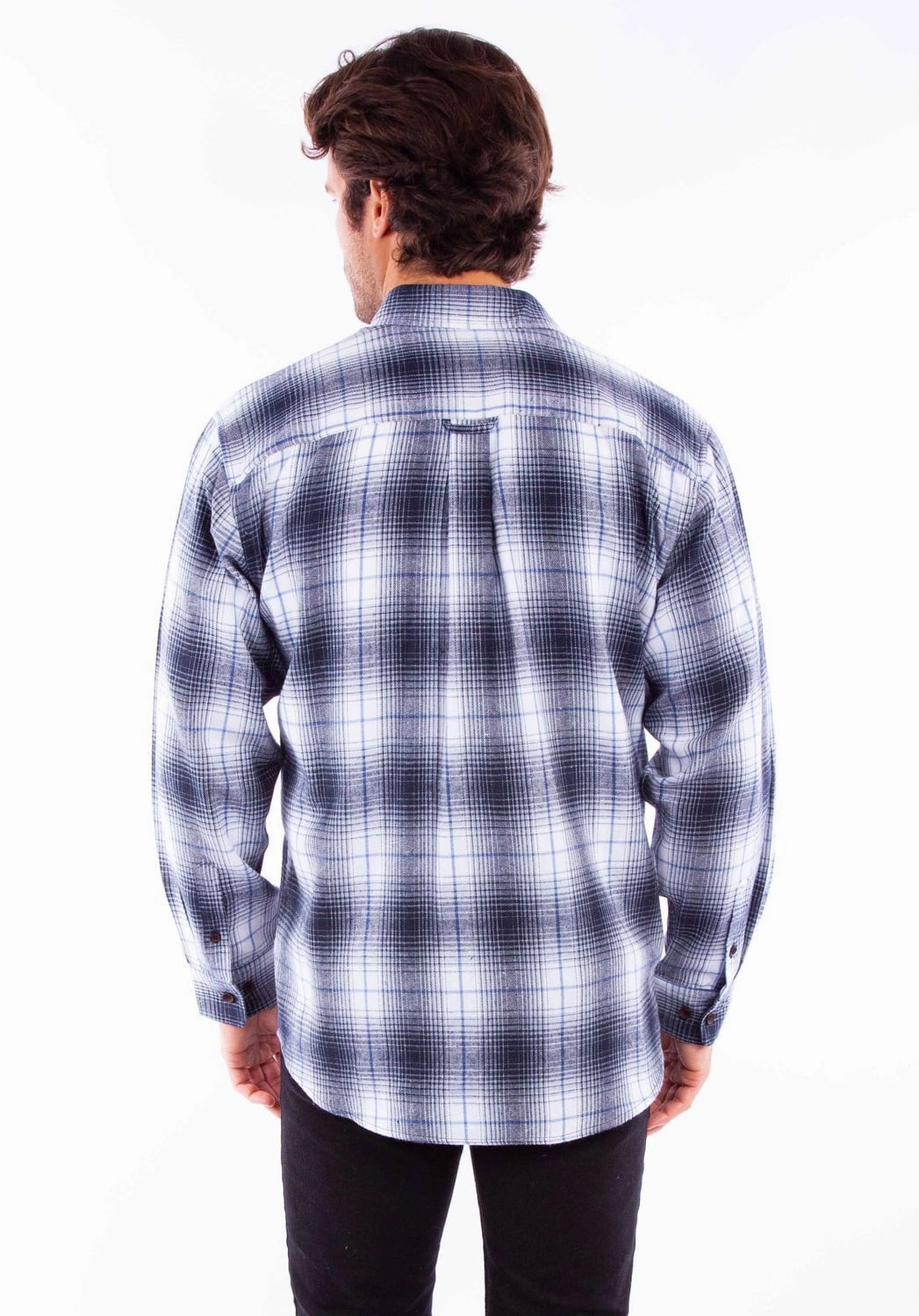 Trendy Vibes Sustainable fashion Scully Mens Flannel Plaid Blue/White 100% Cotton L/S Shirt