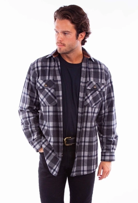 Coastal Vibes Scully Mens Heavyweight Flannel Charcoal Wool Blend L/S Shirt