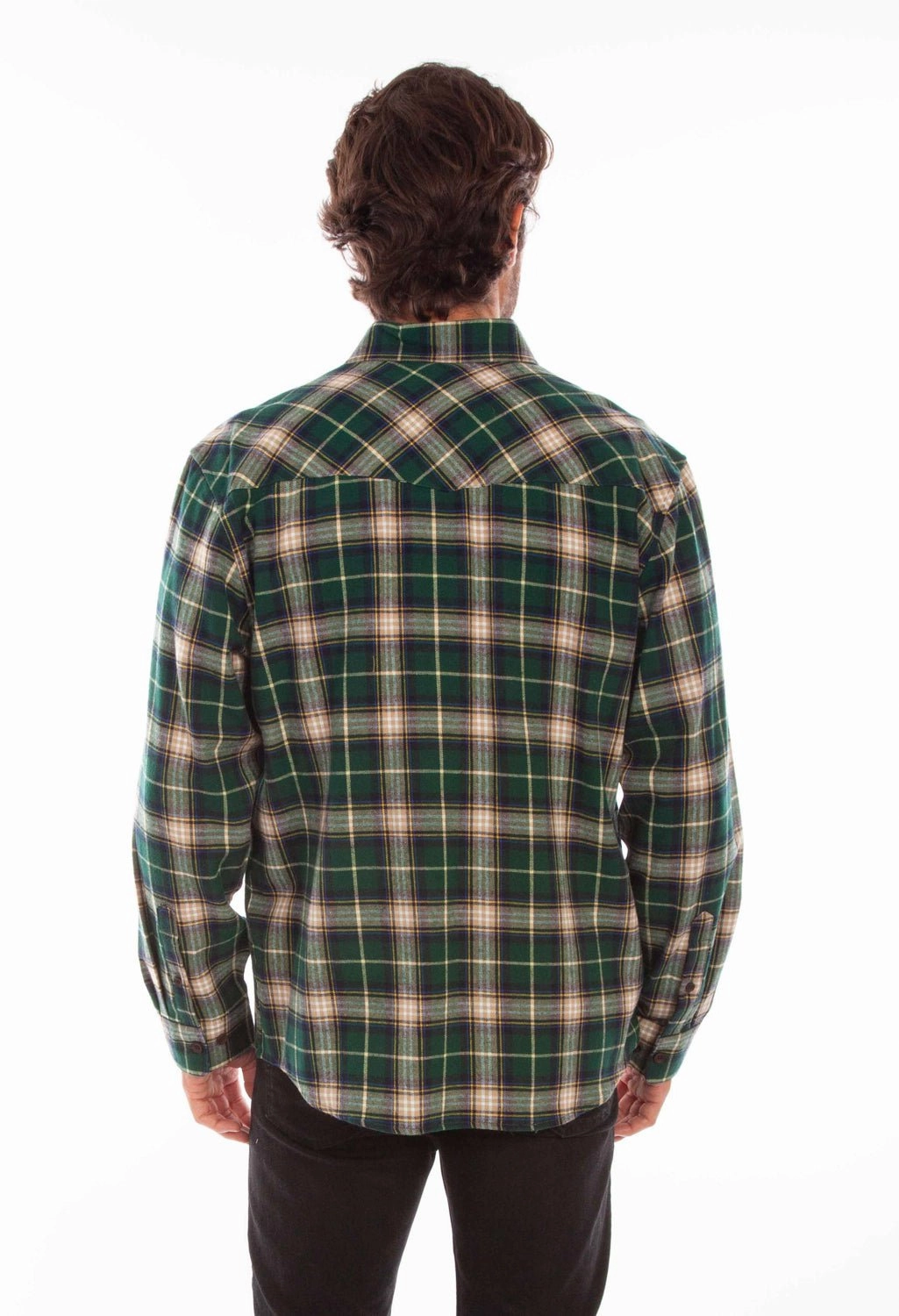 Scully Mens Hunter Green 100% Cotton Plaid L/S Shirt Seasonal Fashion Everyday Essential