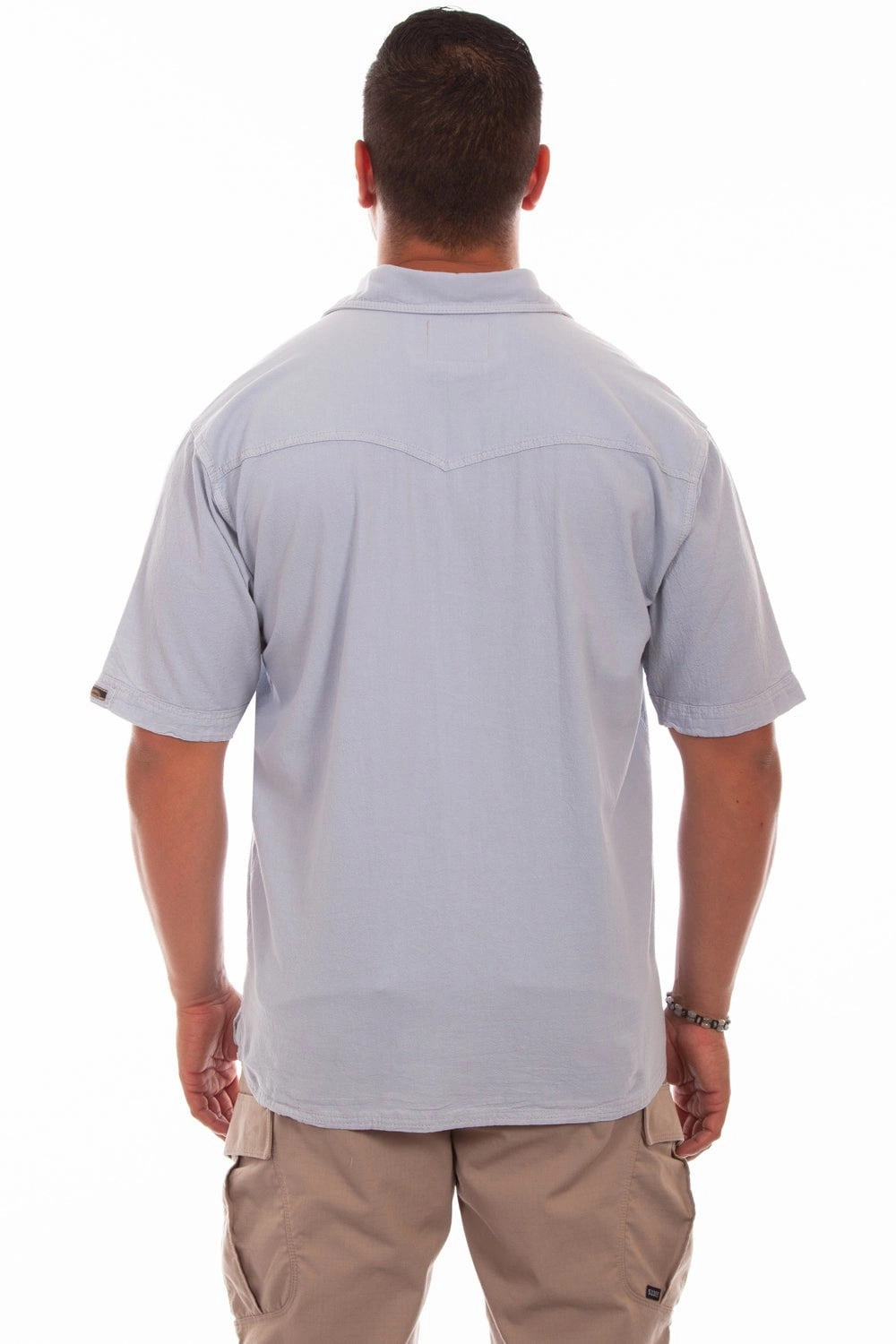Recycled Polyester Blend Scully Mens Ice Grey 100% Cotton Sail Away S/S Shirt