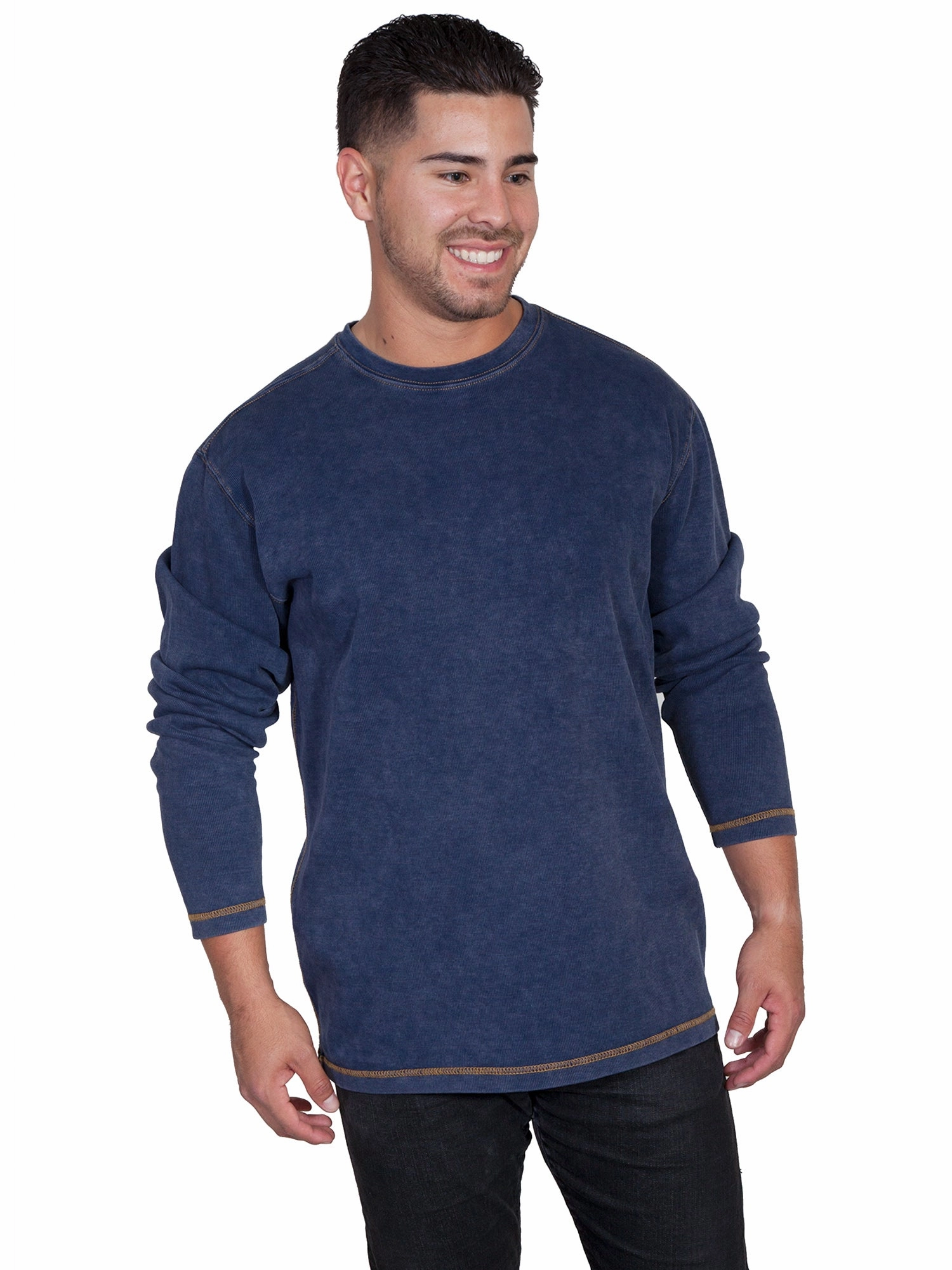Lightweight Layer Scully Mens Navy 100% Cotton Beefy L/S T-Shirt